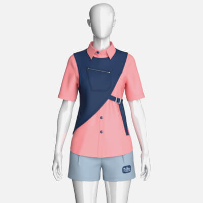 Girls Button Up Shirt with Shorts - Outfit