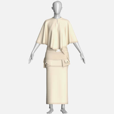 Girls Cape Top with Belted Maxi Skirt Outfit