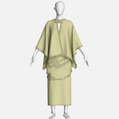 Girls Cape Top with Belted Skirt Outfit