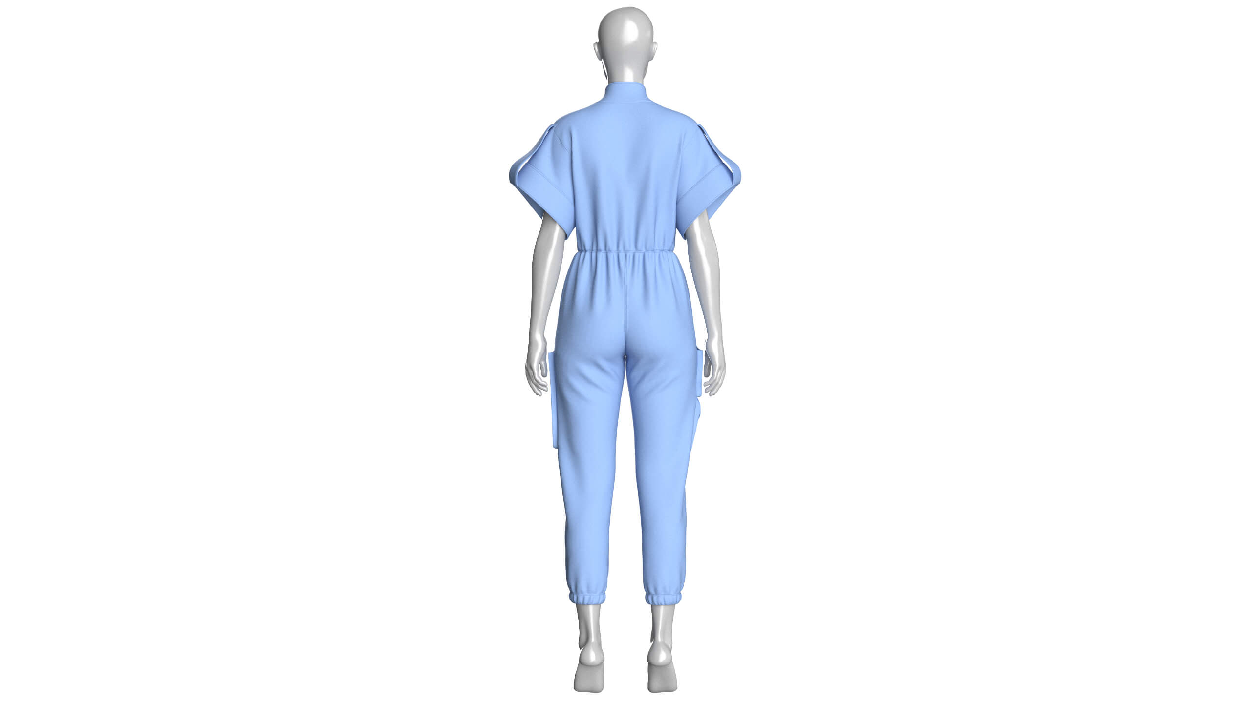 Girls Cargo Pockets Jumpsuit with Patch 3D Model