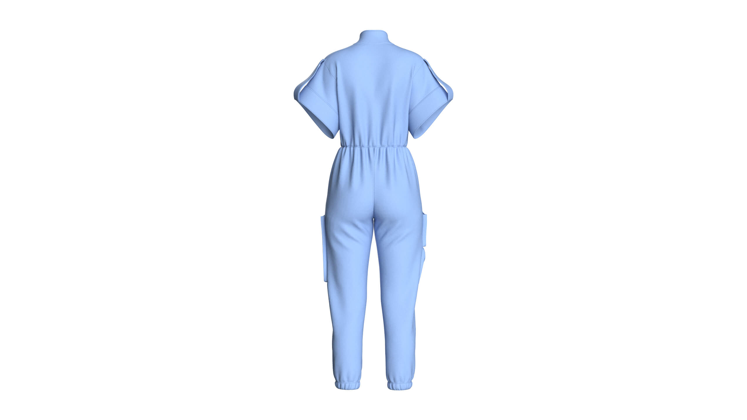 Girls Cargo Pockets Jumpsuit with Patch 3D Model