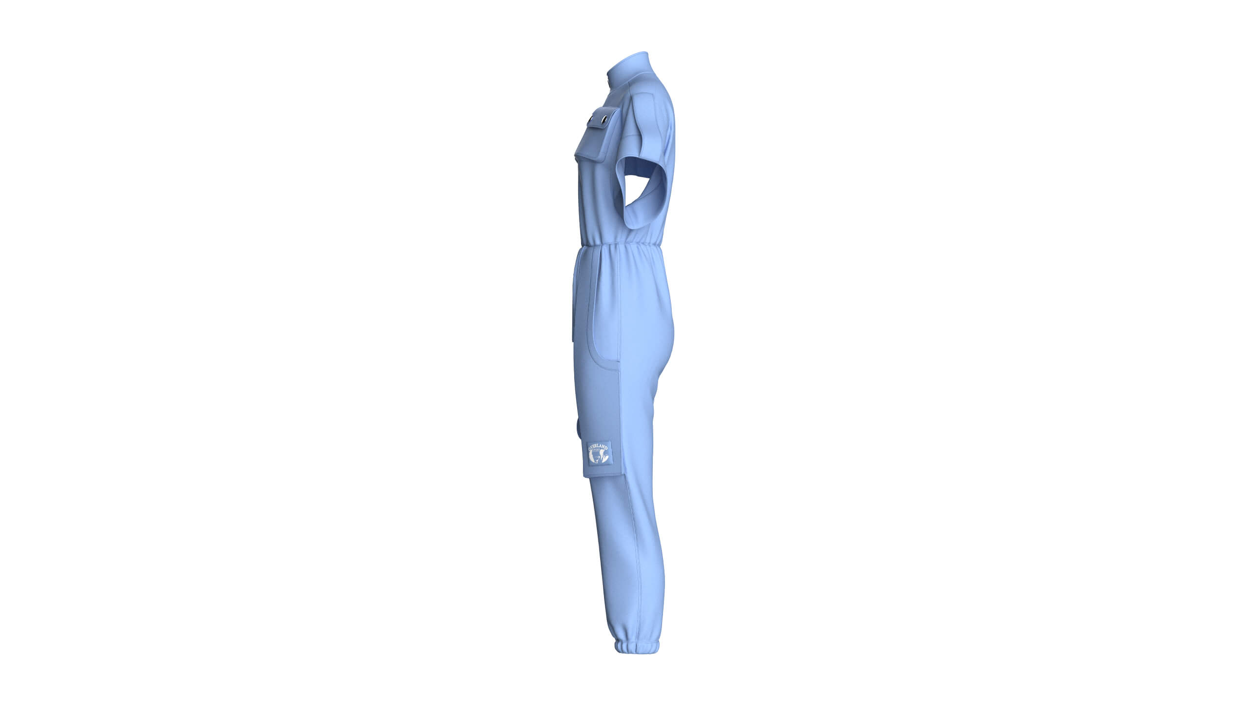 Girls Cargo Pockets Jumpsuit with Patch 3D Model