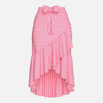 Girls Check High-Low Ruffled Midi Skirt