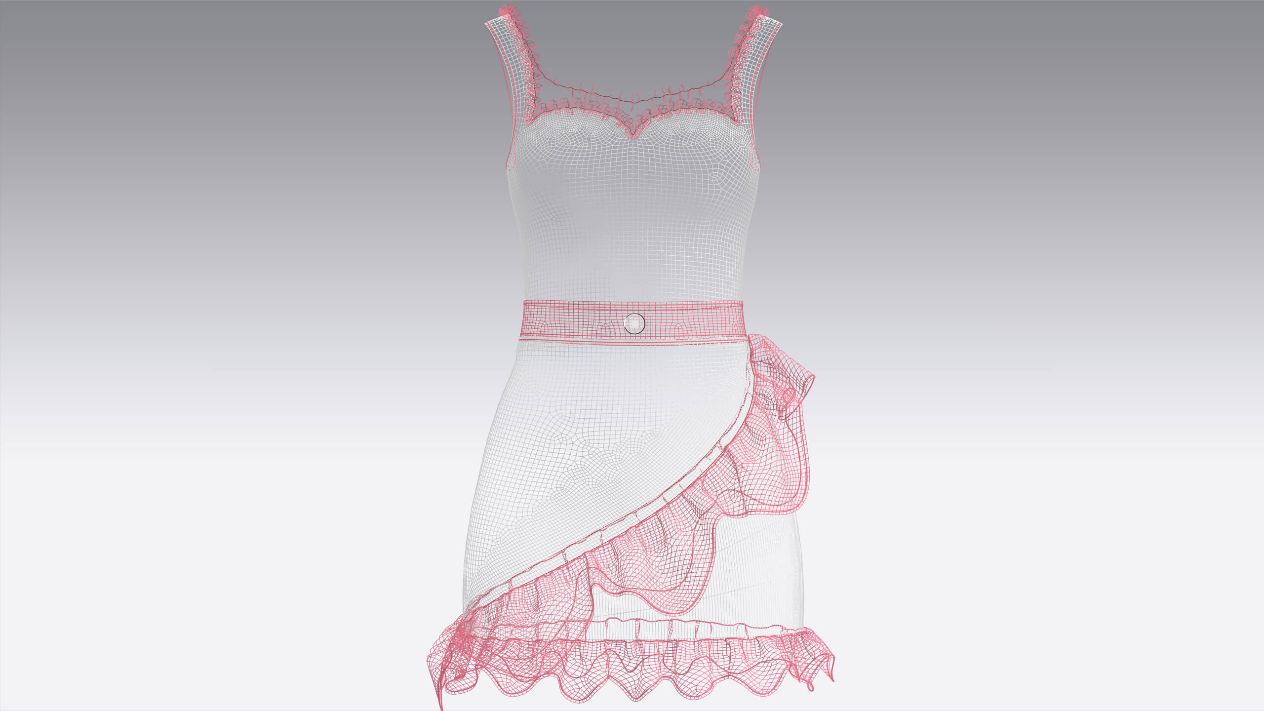 Girls Check Ruffled Top with Skirt - Outfit 3D Model