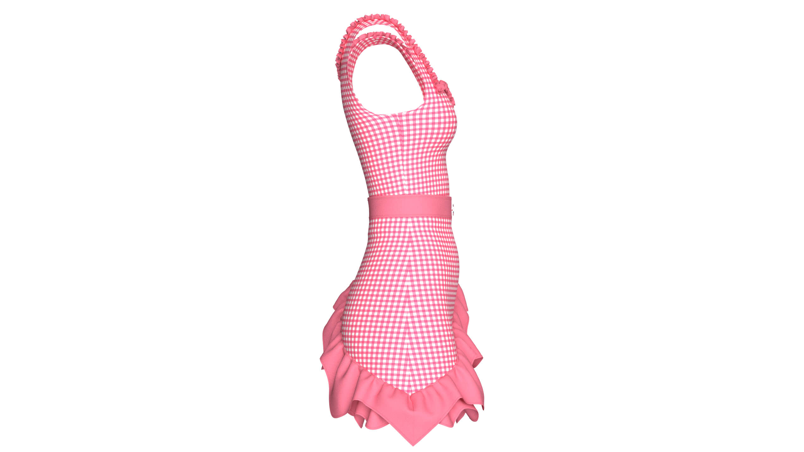 Girls Check Ruffled Top with Skirt - Outfit 3D Model
