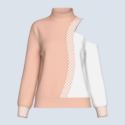 Girls Checkered Print Cold-Shoulder Sweatshirt