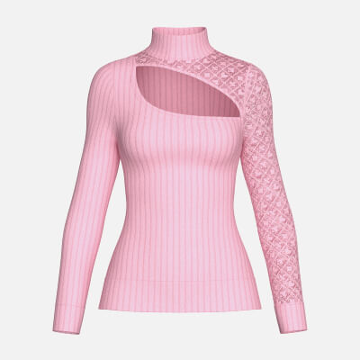 Girls Chest Cut Out Lace Sleeve Sweater