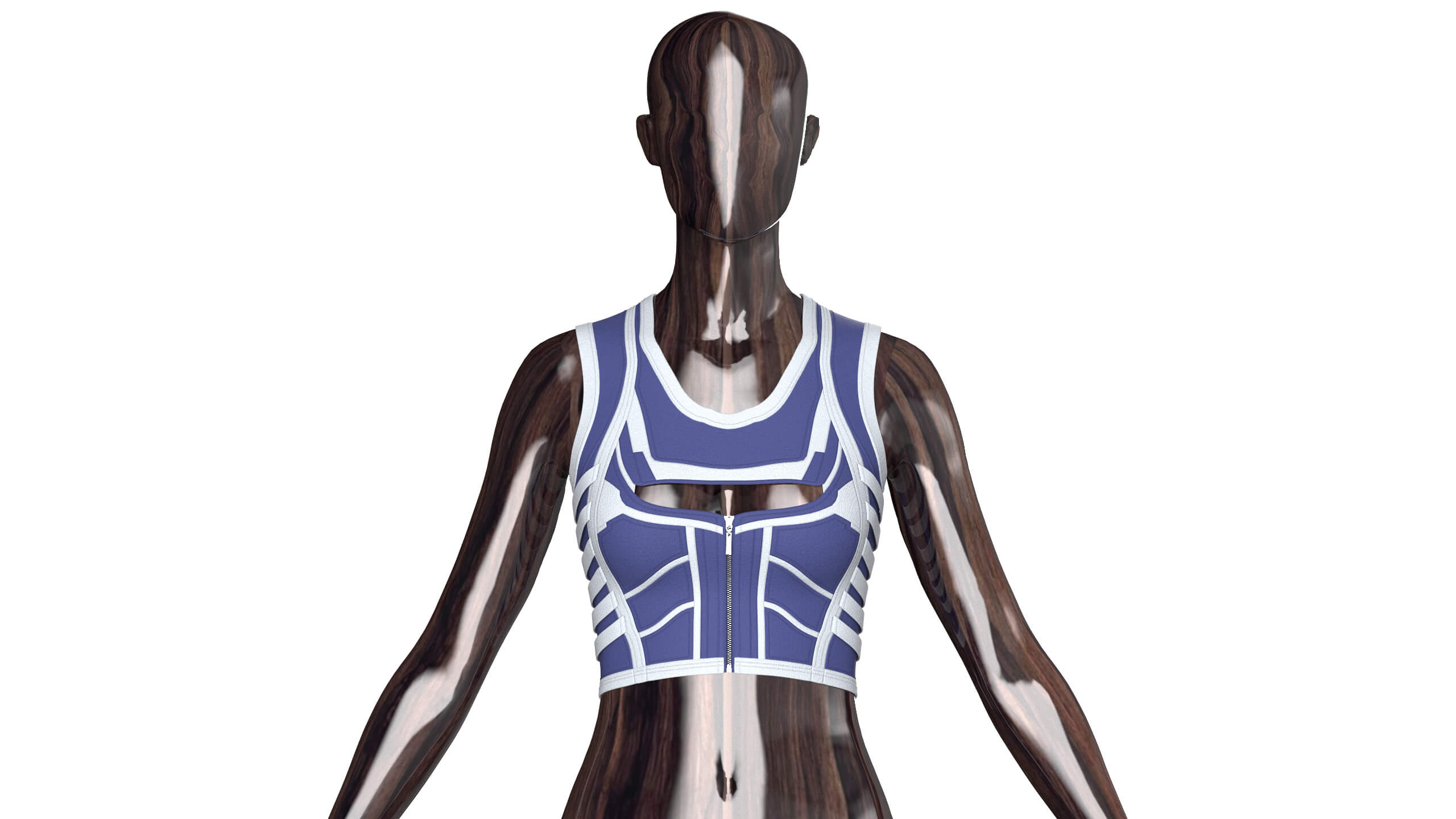 Girls Chest Cutout Keyhole Zip Crop Top 3D Model
