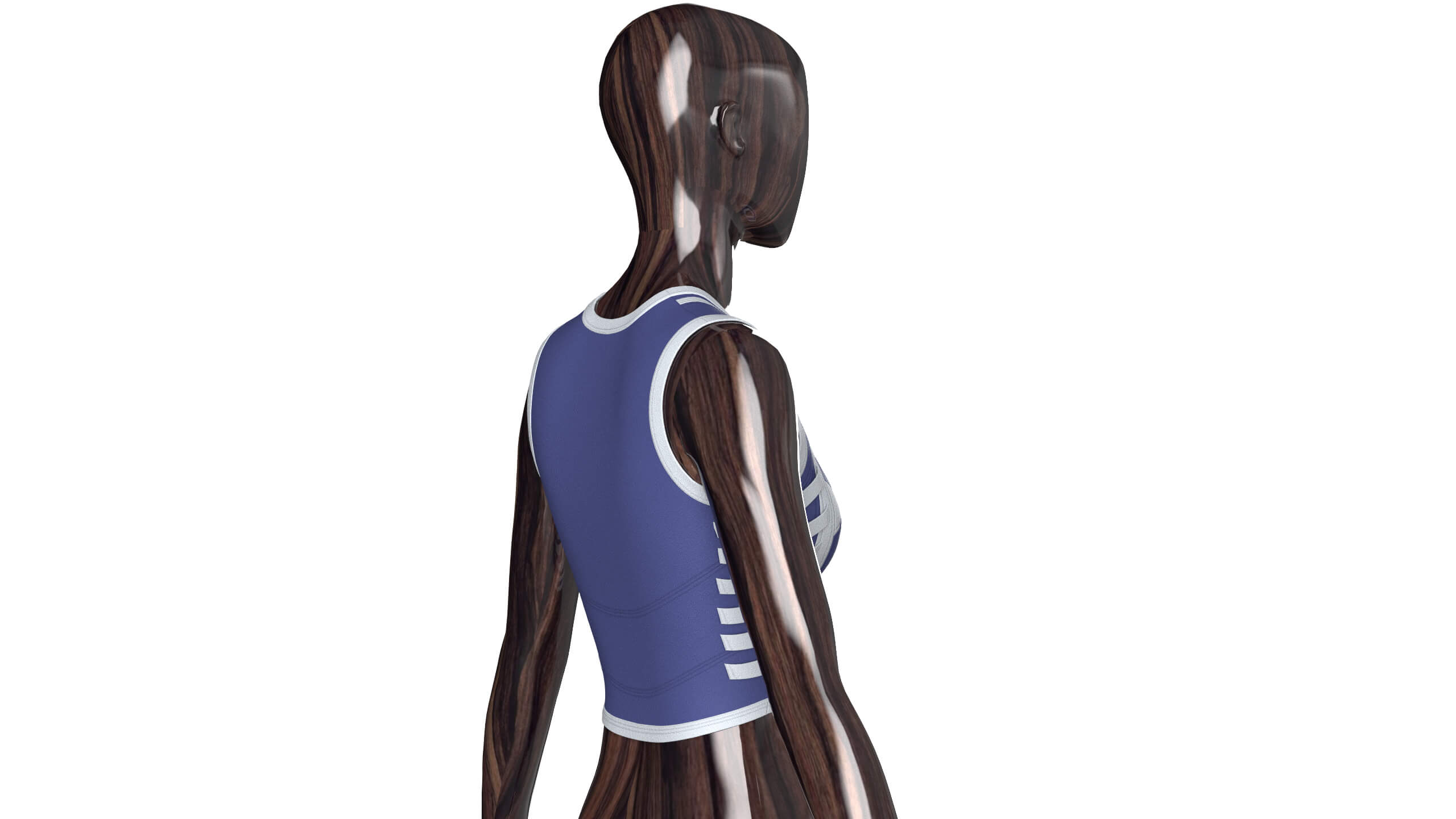 Girls Chest Cutout Keyhole Zip Crop Top 3D Model