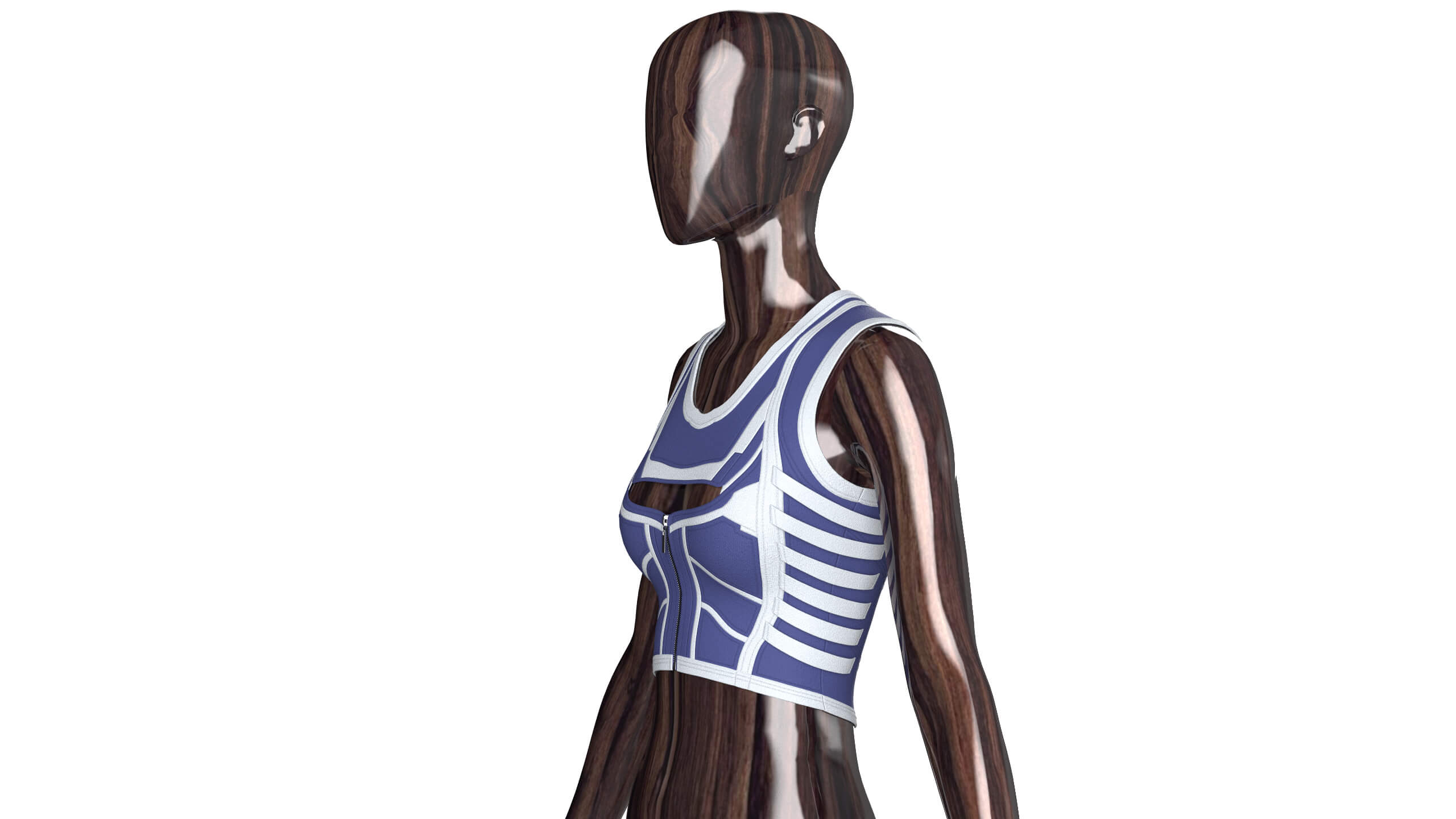 Girls Chest Cutout Keyhole Zip Crop Top 3D Model