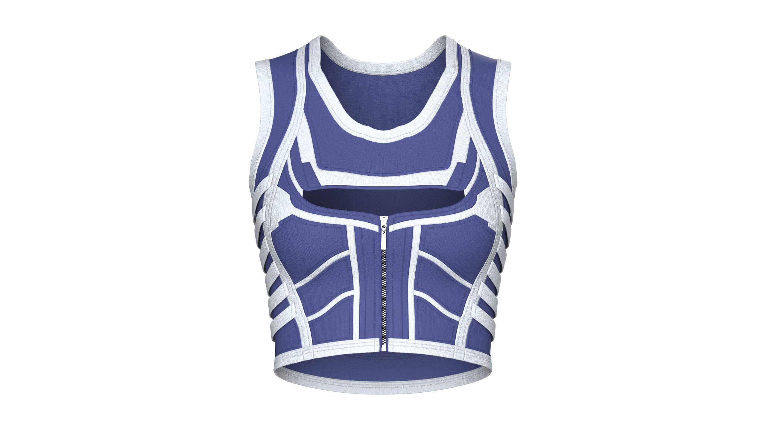 Girls Chest Cutout Keyhole Zip Crop Top 3D Model