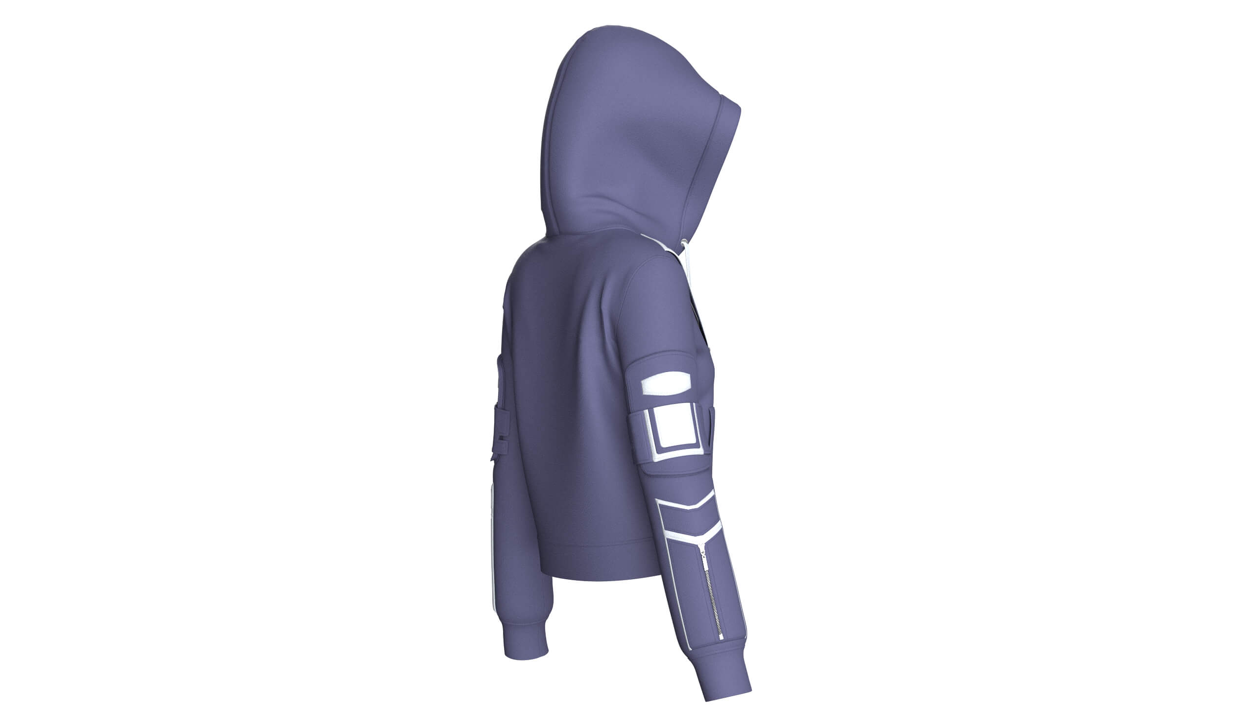 Girls Chest Panel Lacing Detail Hooded Jacket 3D Model