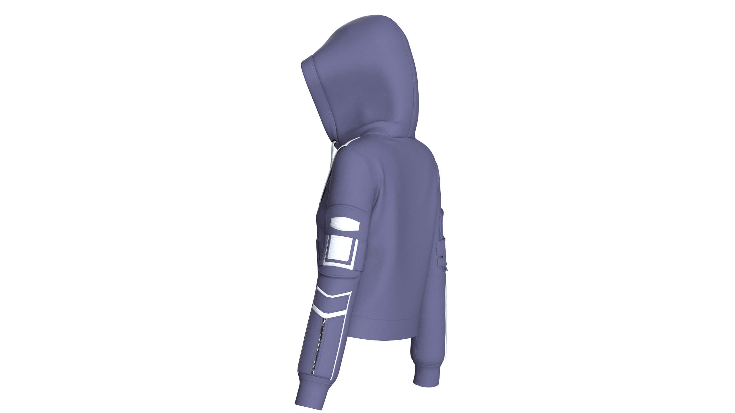 Girls Chest Panel Lacing Detail Hooded Jacket 3D Model