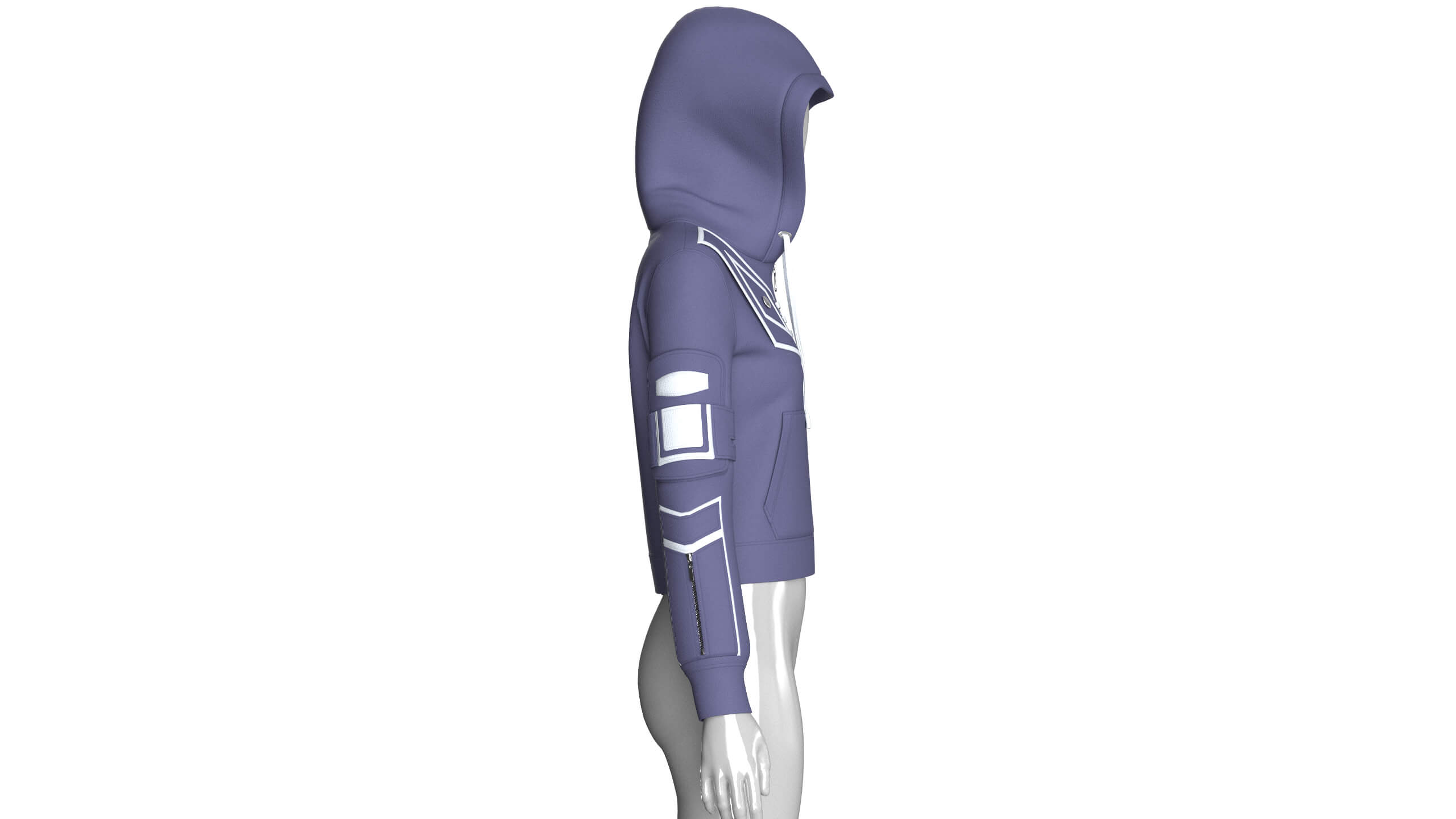 Girls Chest Panel Lacing Detail Hooded Jacket 3D Model