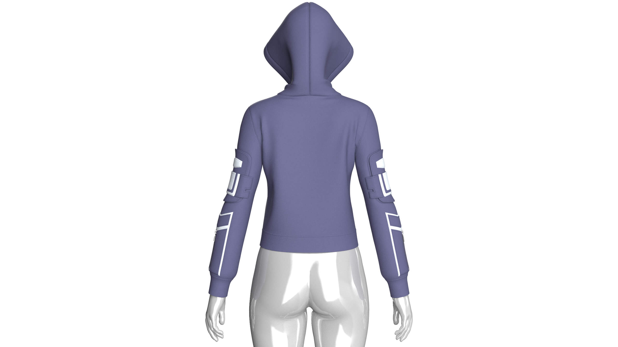 Girls Chest Panel Lacing Detail Hooded Jacket 3D Model