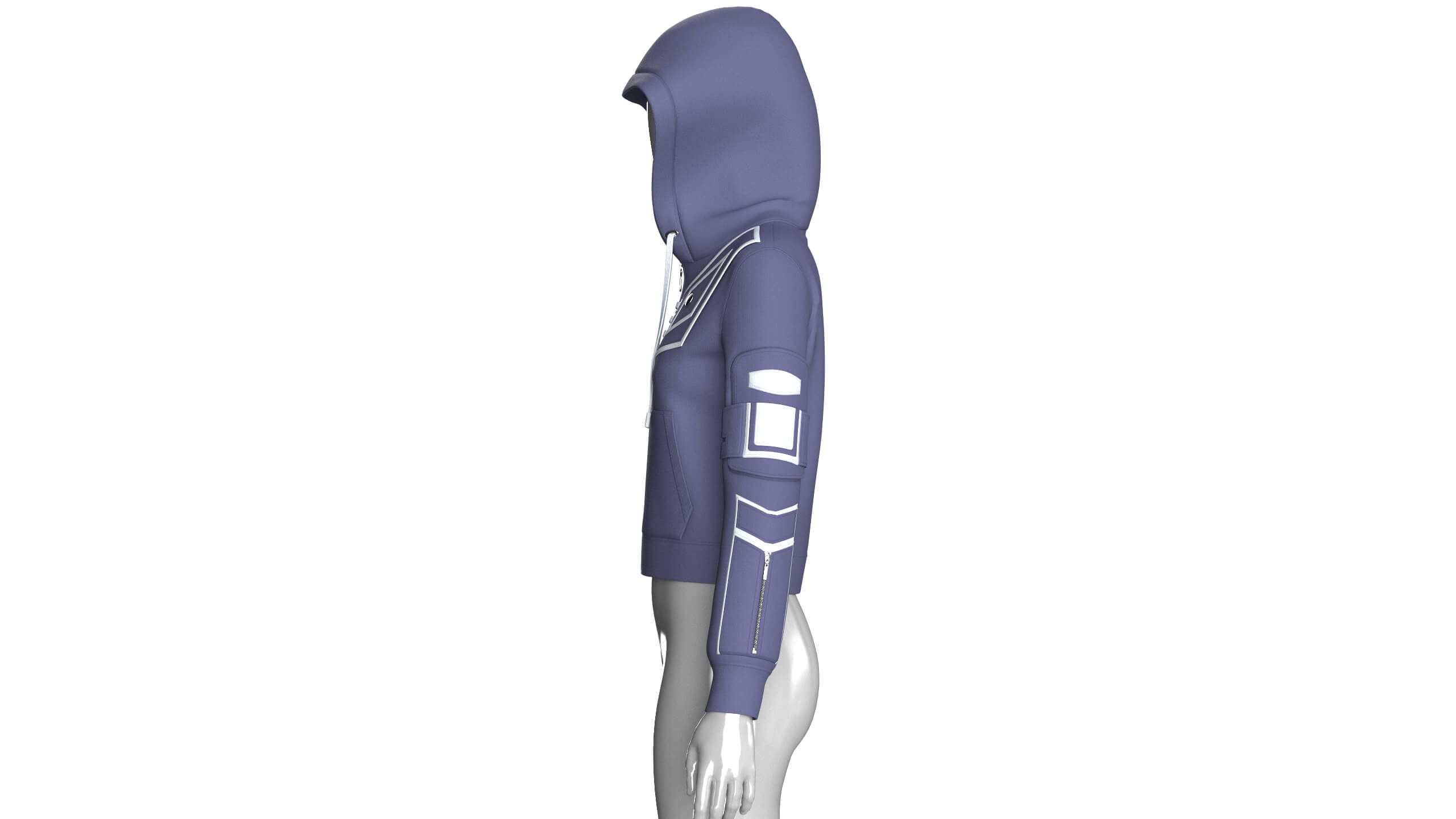 Girls Chest Panel Lacing Detail Hooded Jacket 3D Model