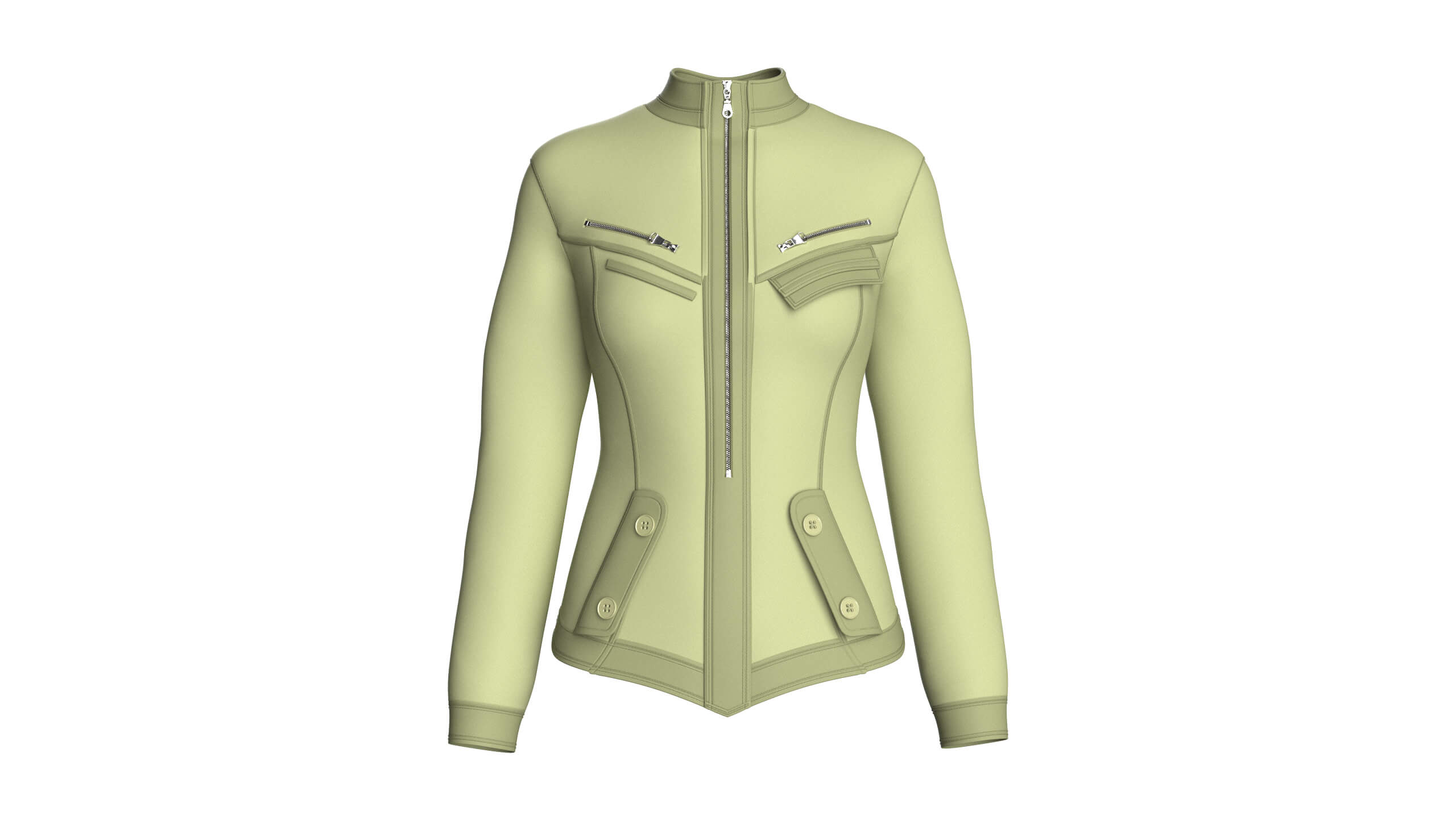 Girls Chest Zip Pocket Utility Jacket 3D Model