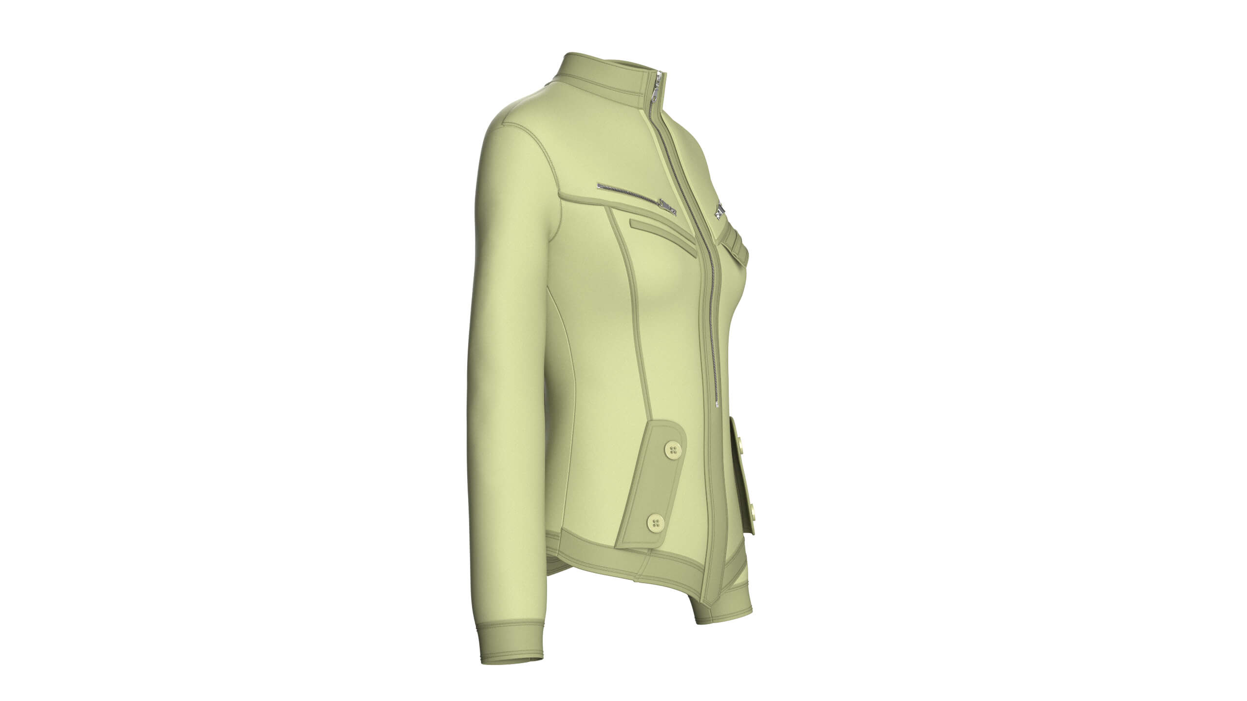 Girls Chest Zip Pocket Utility Jacket 3D Model