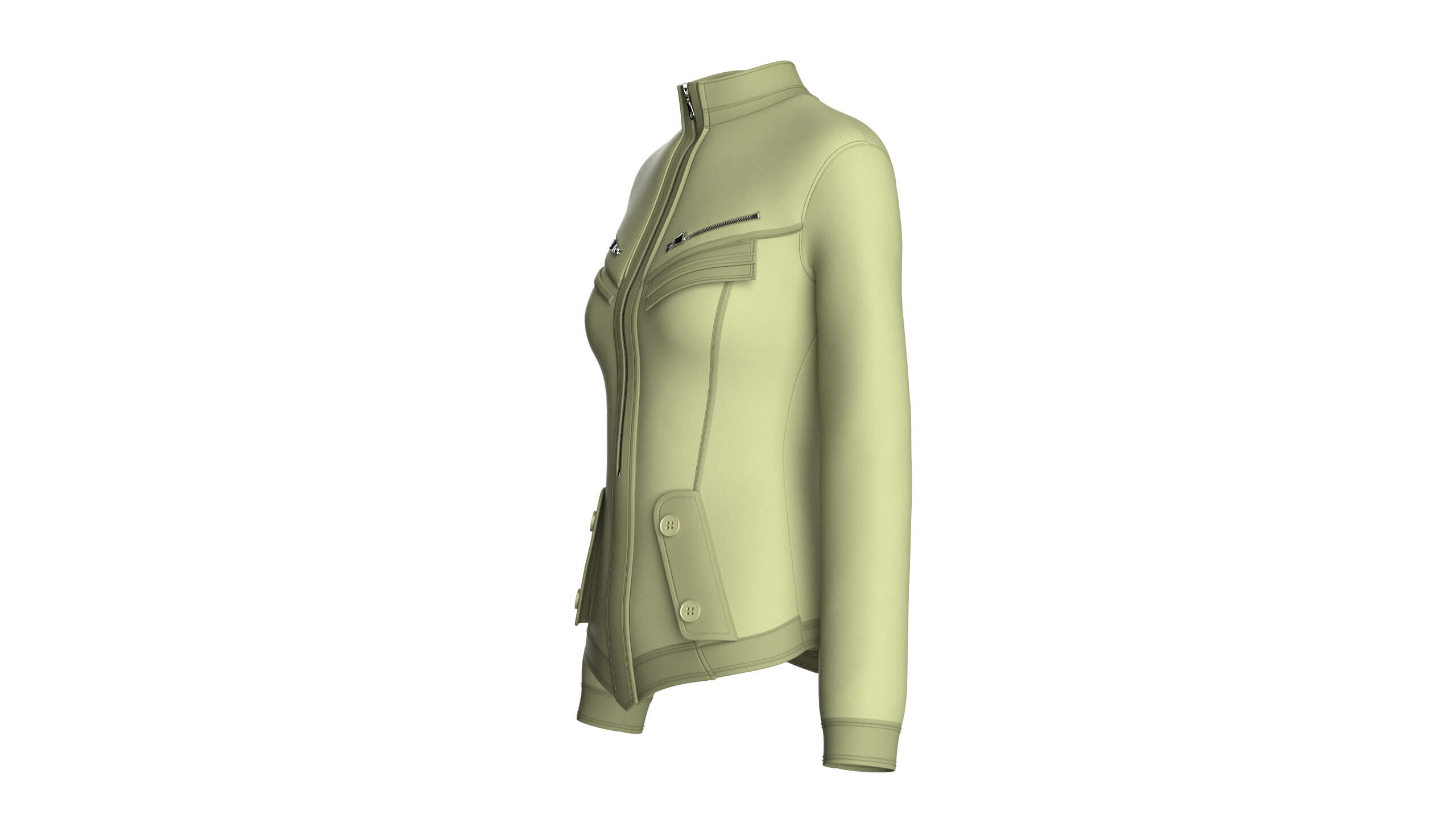 Girls Chest Zip Pocket Utility Jacket 3D Model