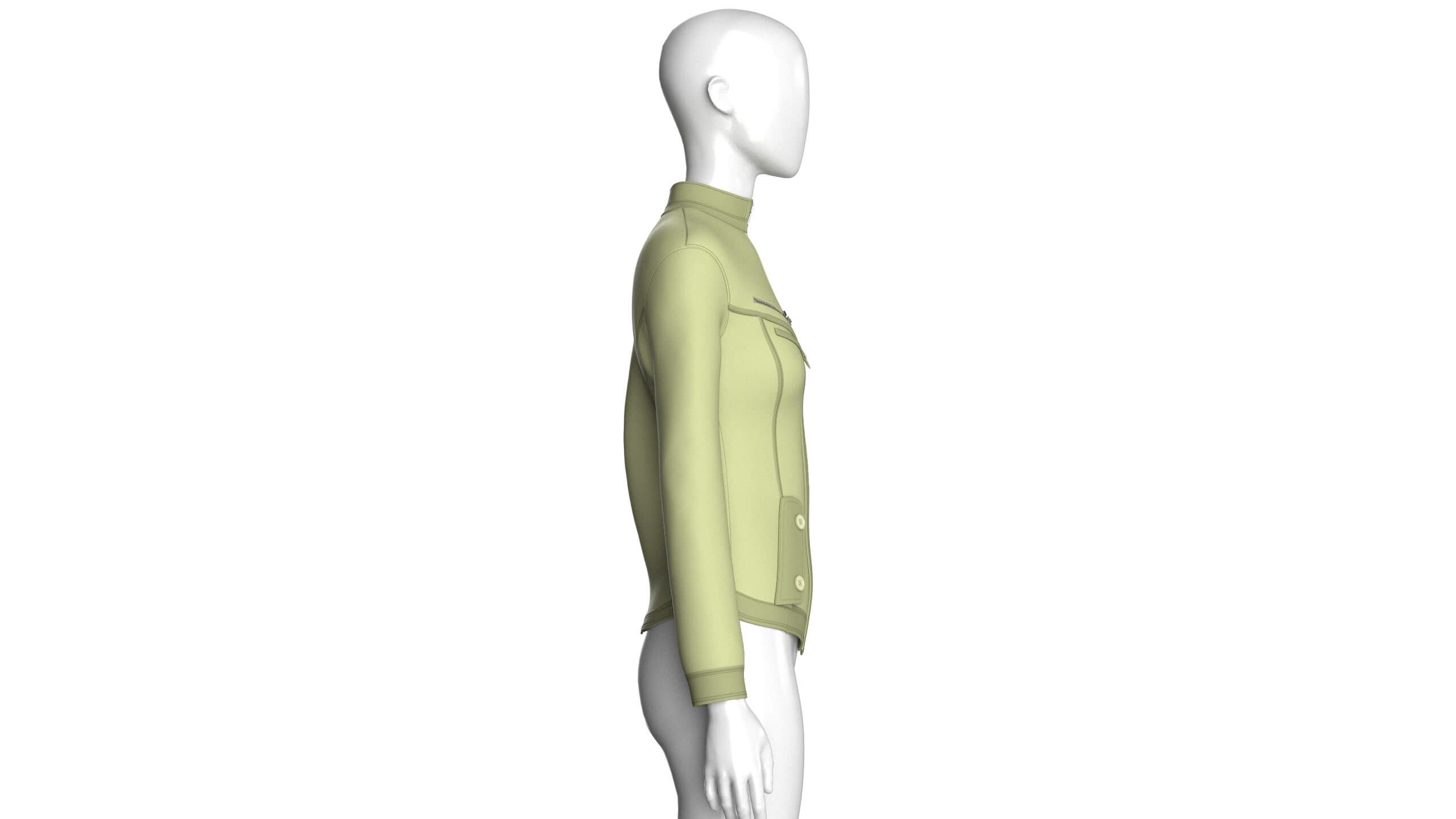 Girls Chest Zip Pocket Utility Jacket 3D Model
