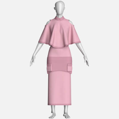 Girls Cold-Shoulder Cape Top With Maxi Skirt-Outfit