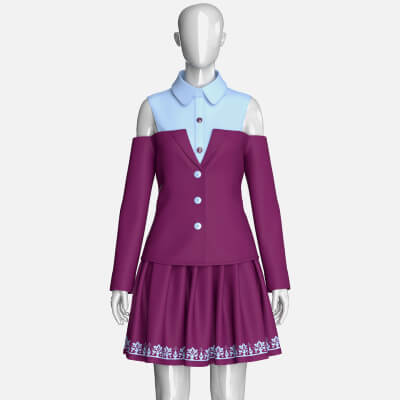 Girls Cold Shoulder Layered Blazer with Skirt