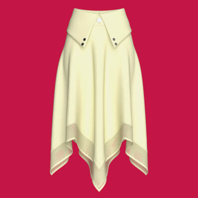 Girls Collar-Waistband Skirt with Mesh Hem