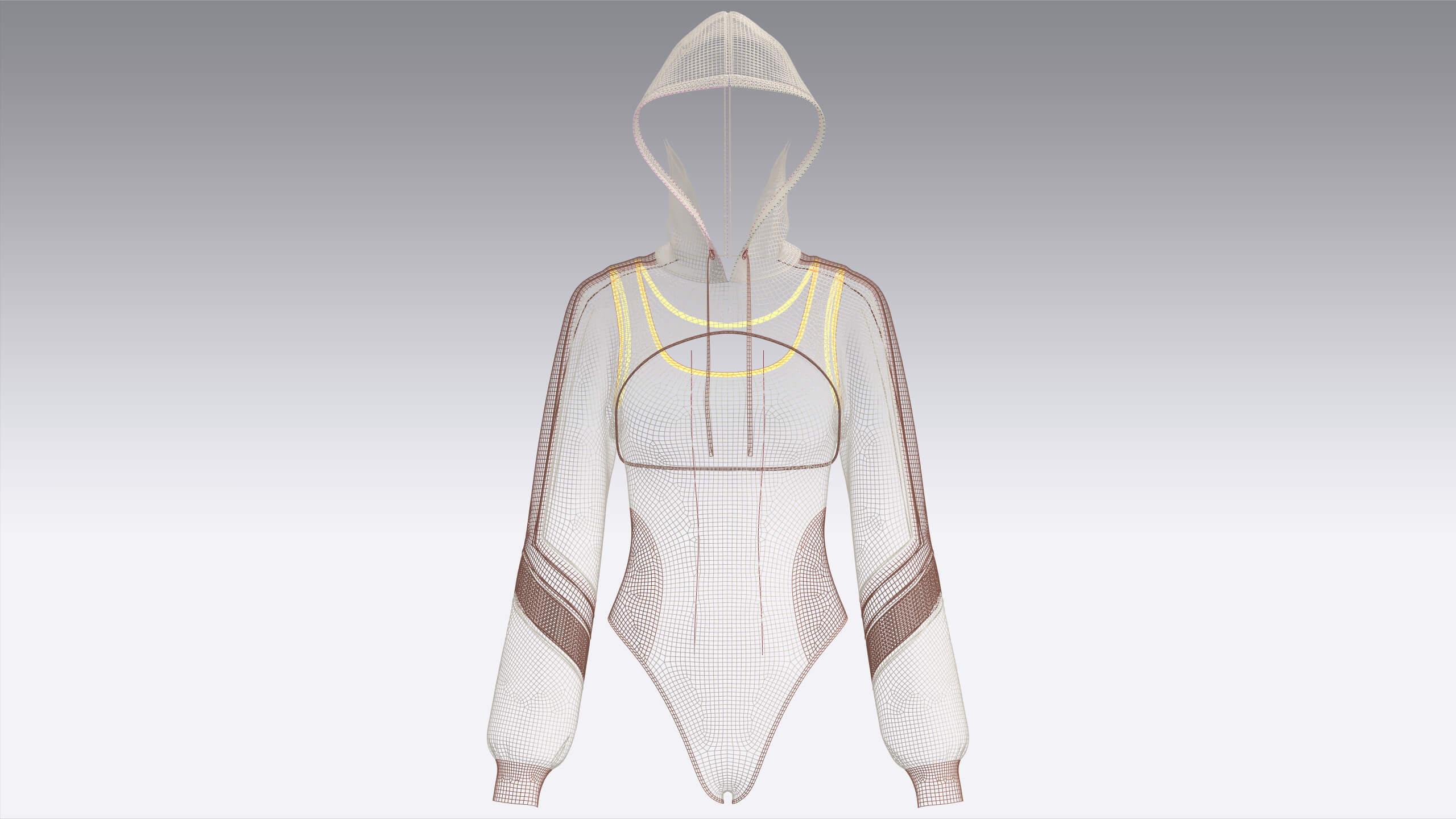 Girls Color Block Hooded Bodysuit 3D Model
