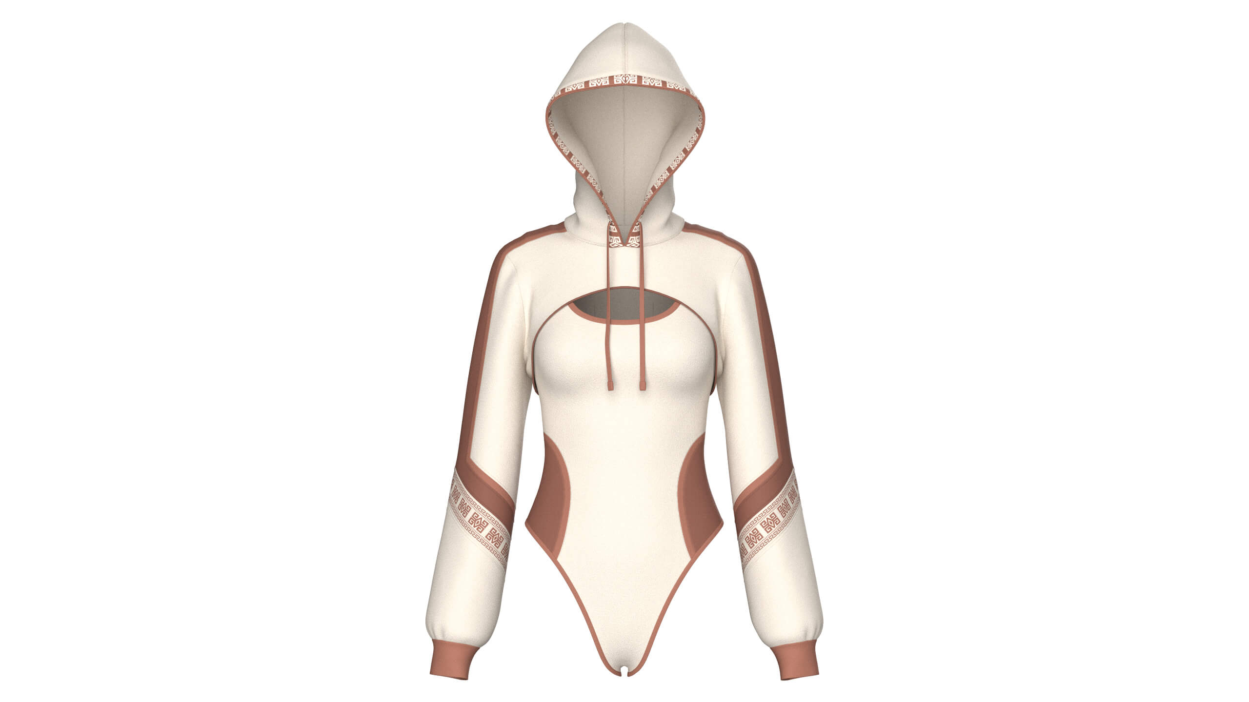Girls Color Block Hooded Bodysuit 3D Model