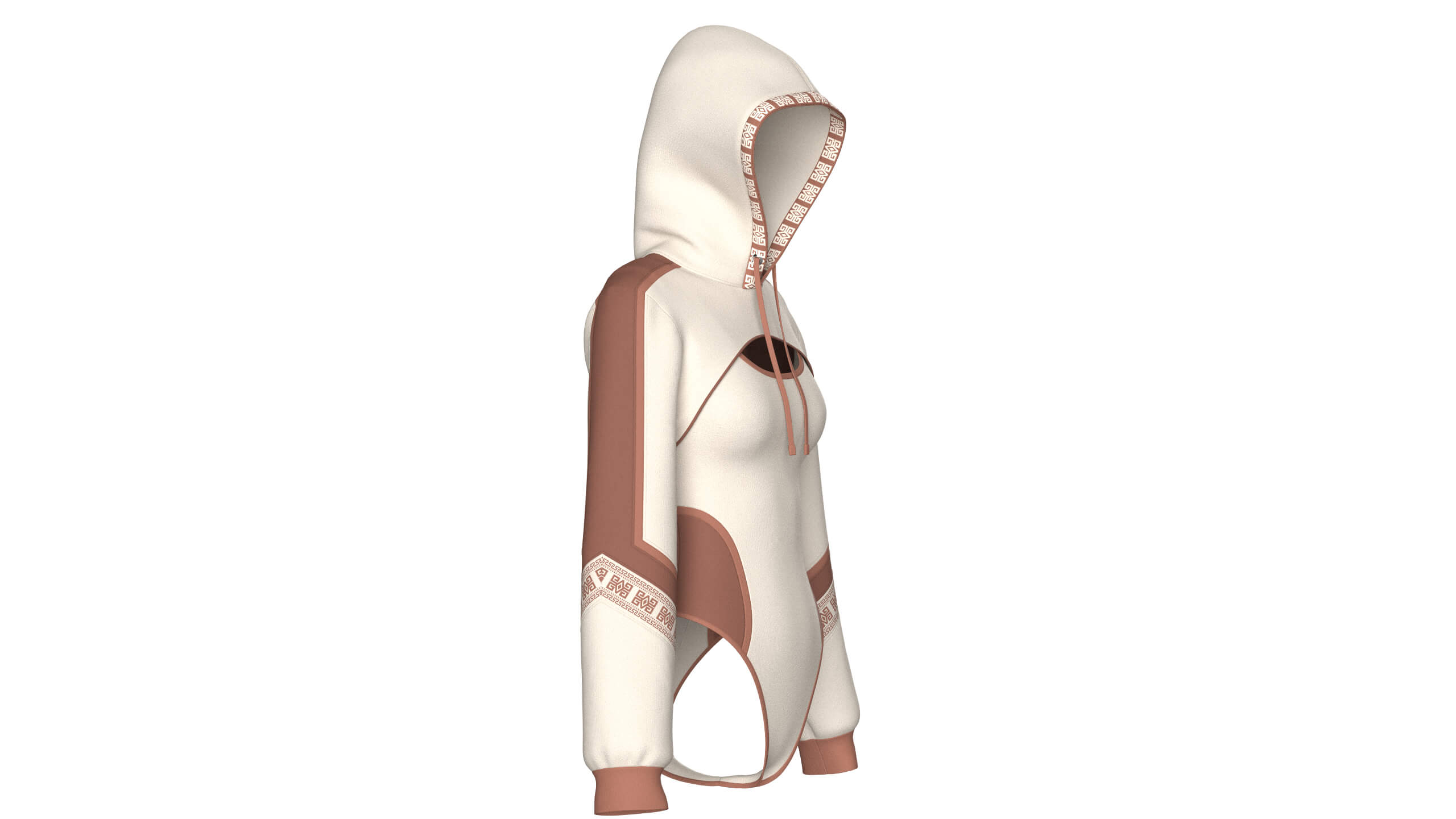 Girls Color Block Hooded Bodysuit 3D Model
