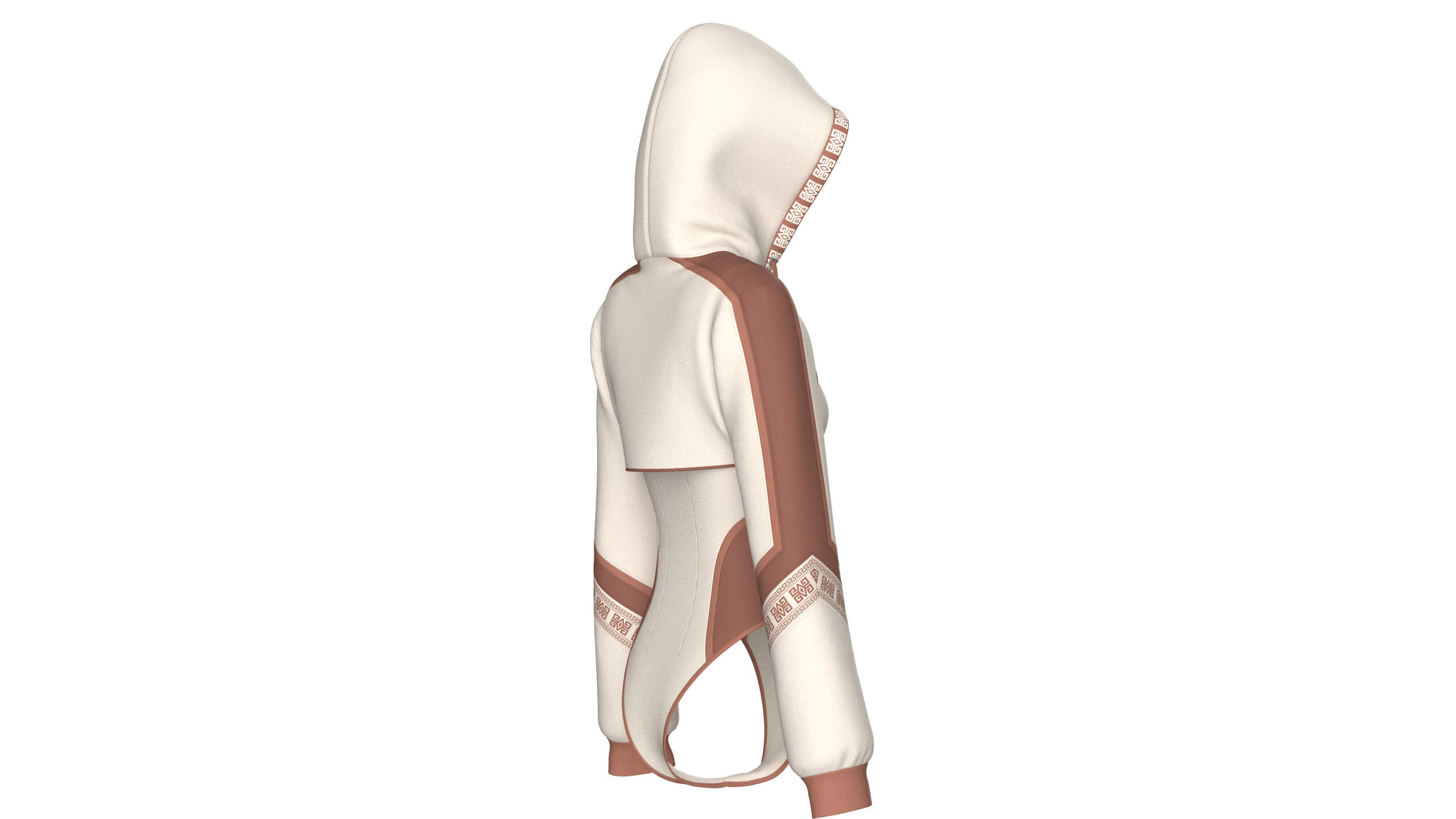 Girls Color Block Hooded Bodysuit 3D Model