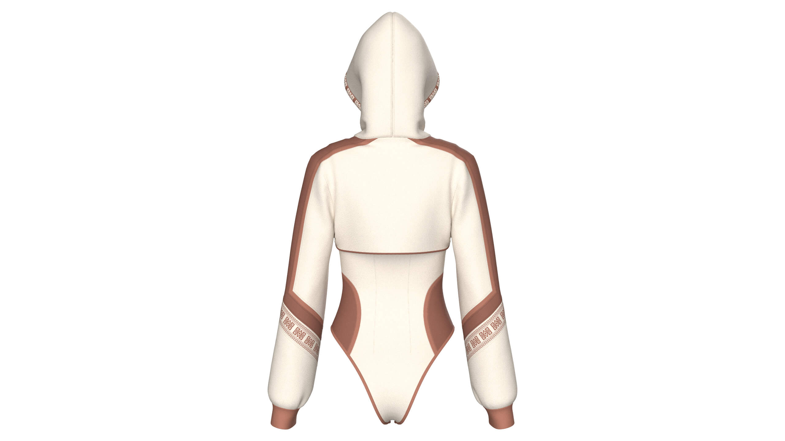 Girls Color Block Hooded Bodysuit 3D Model