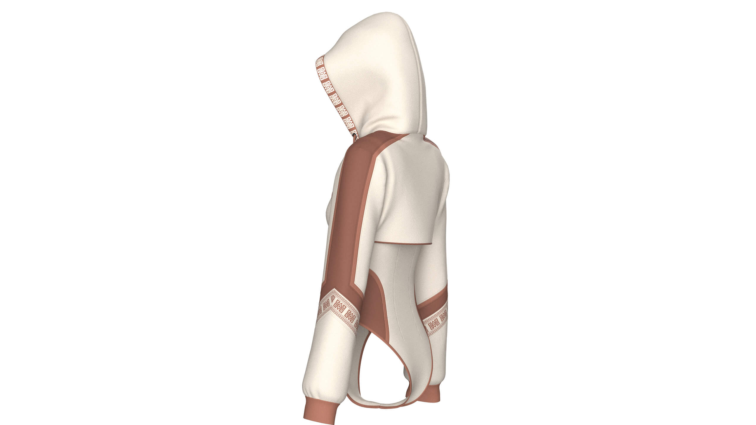 Girls Color Block Hooded Bodysuit 3D Model