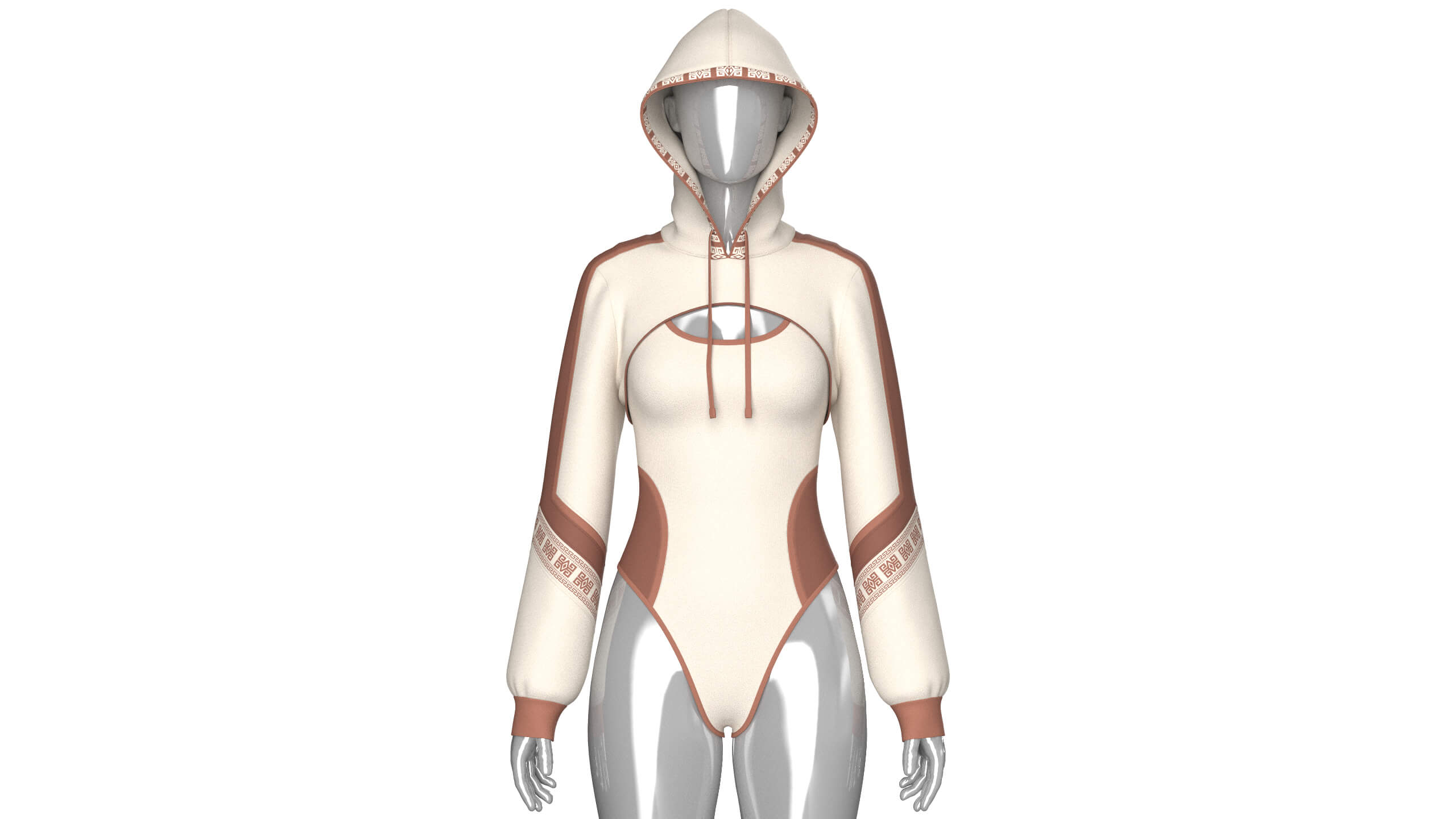 Girls Color Block Hooded Bodysuit 3D Model
