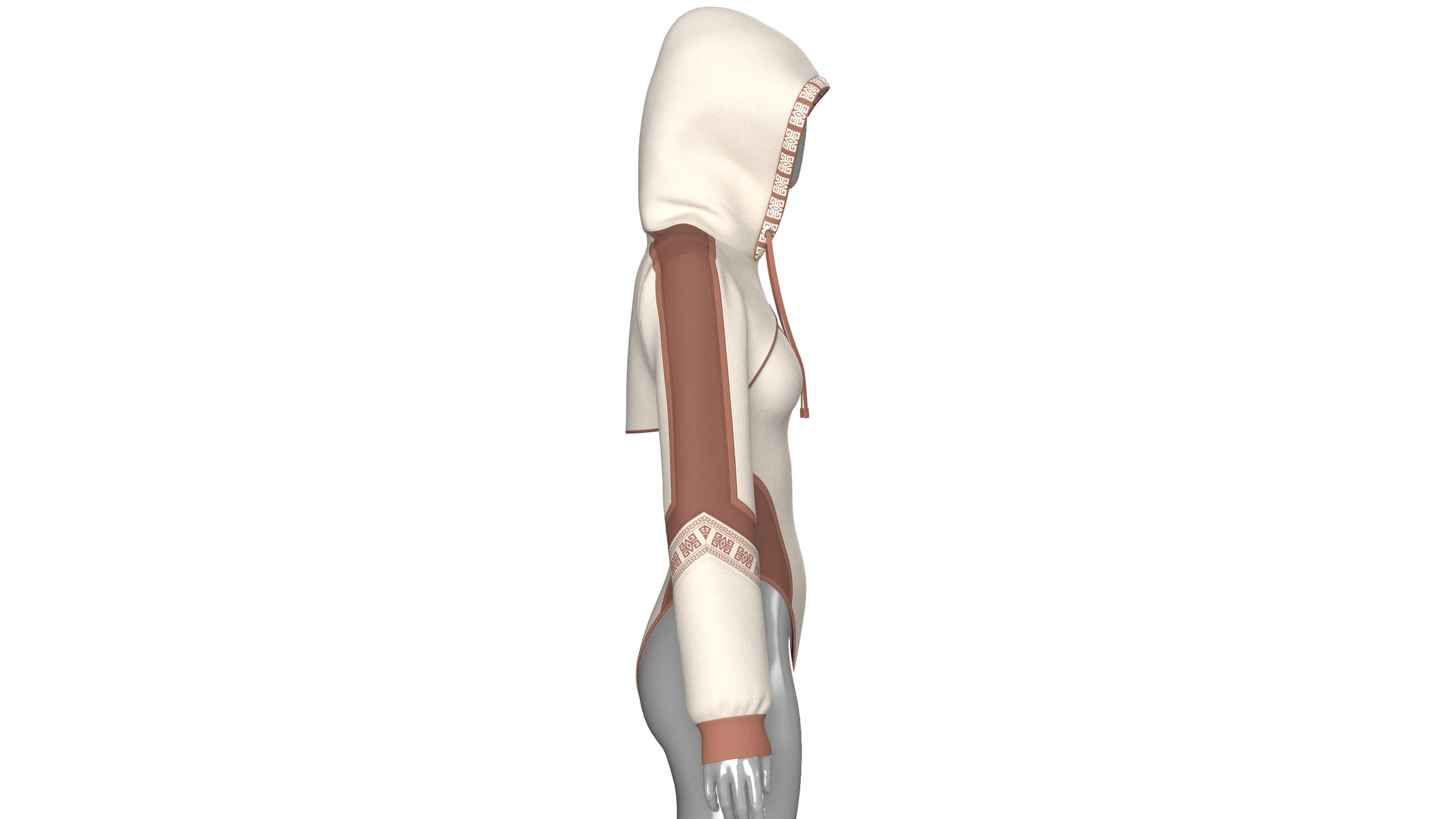 Girls Color Block Hooded Bodysuit 3D Model