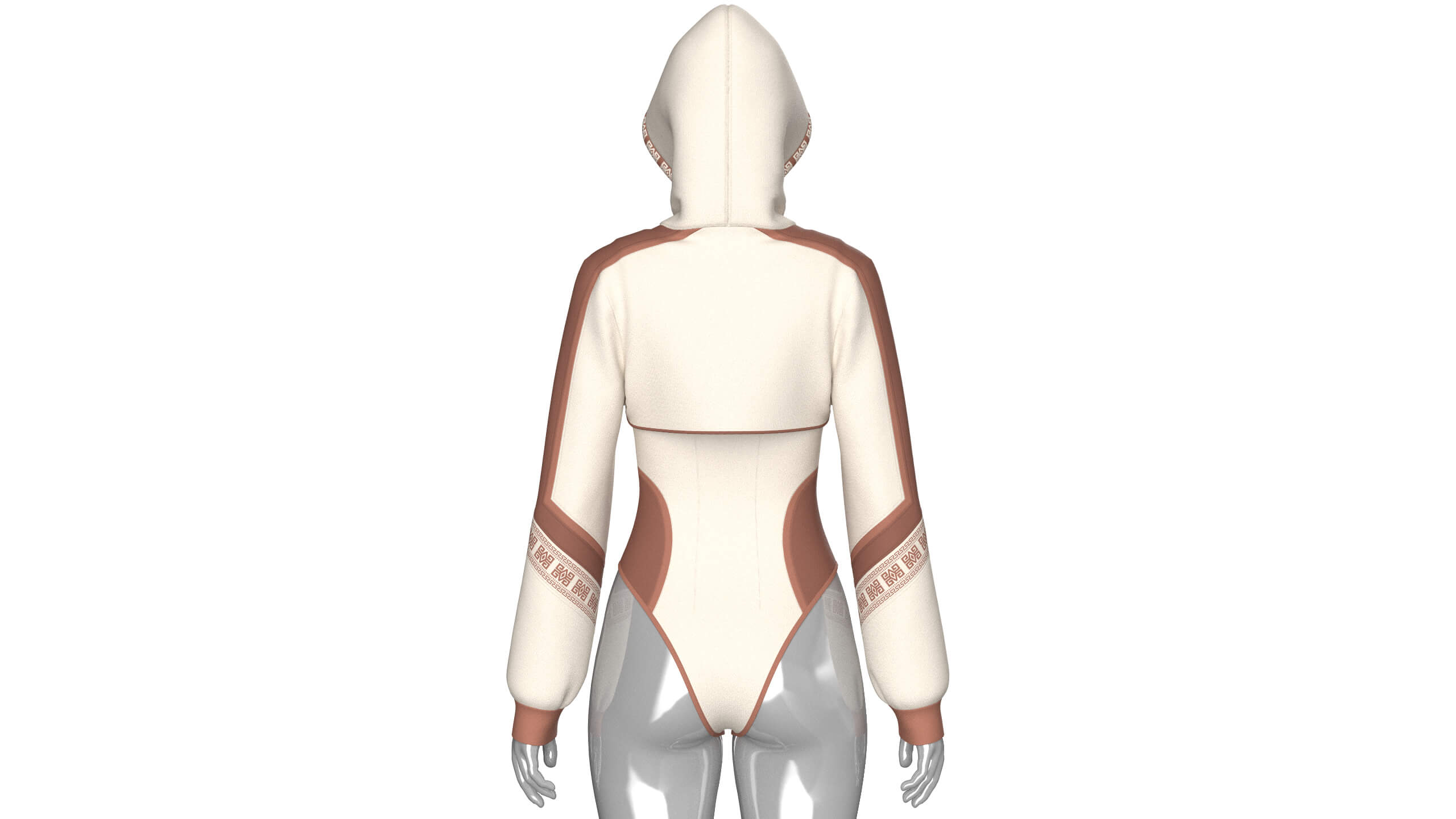 Girls Color Block Hooded Bodysuit 3D Model