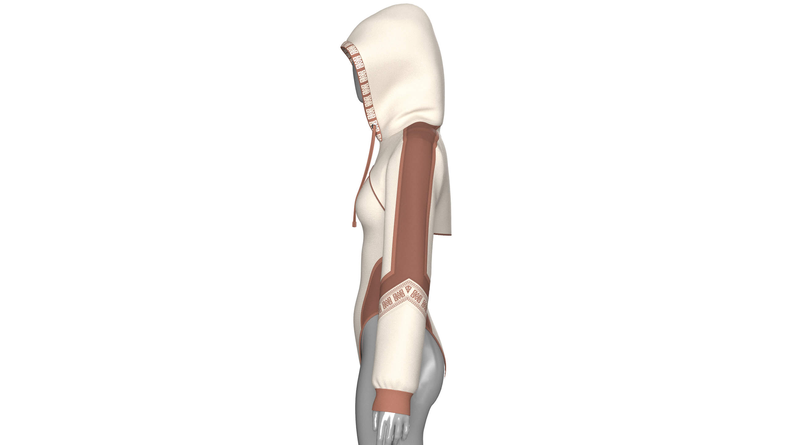 Girls Color Block Hooded Bodysuit 3D Model