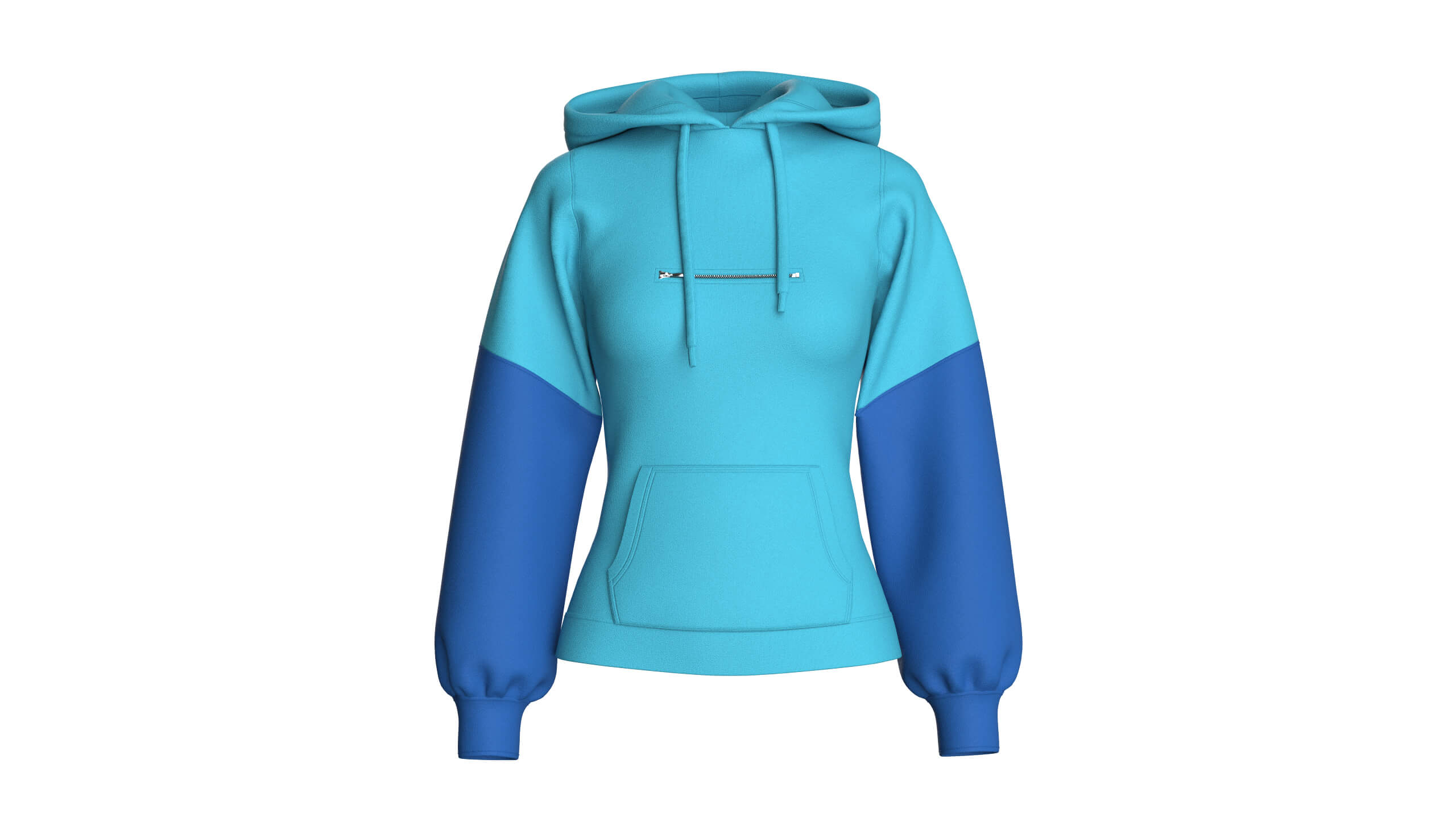 Girls Color-Blocked Hoodie with Pocket 3D Model