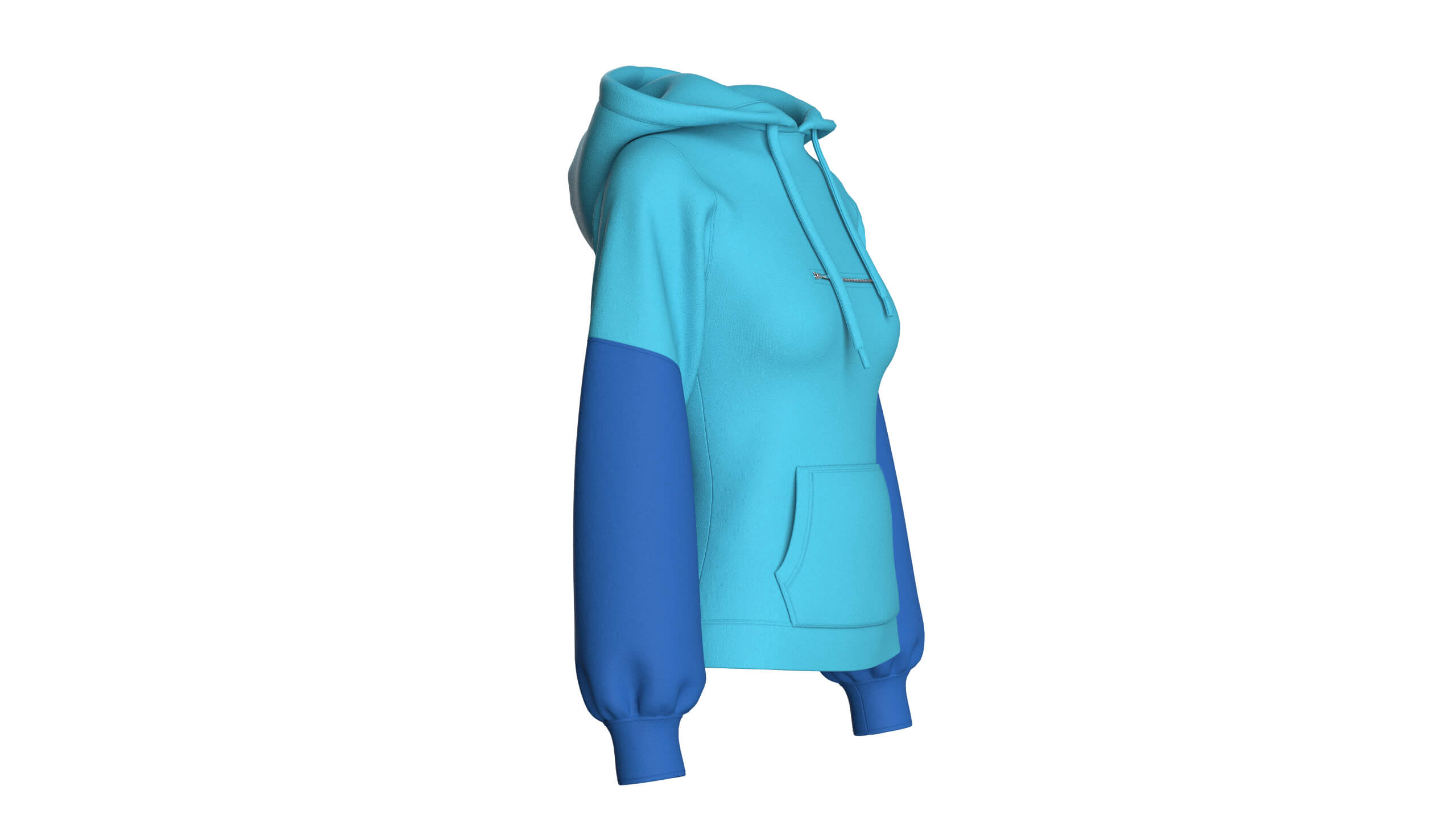 Girls Color-Blocked Hoodie with Pocket 3D Model