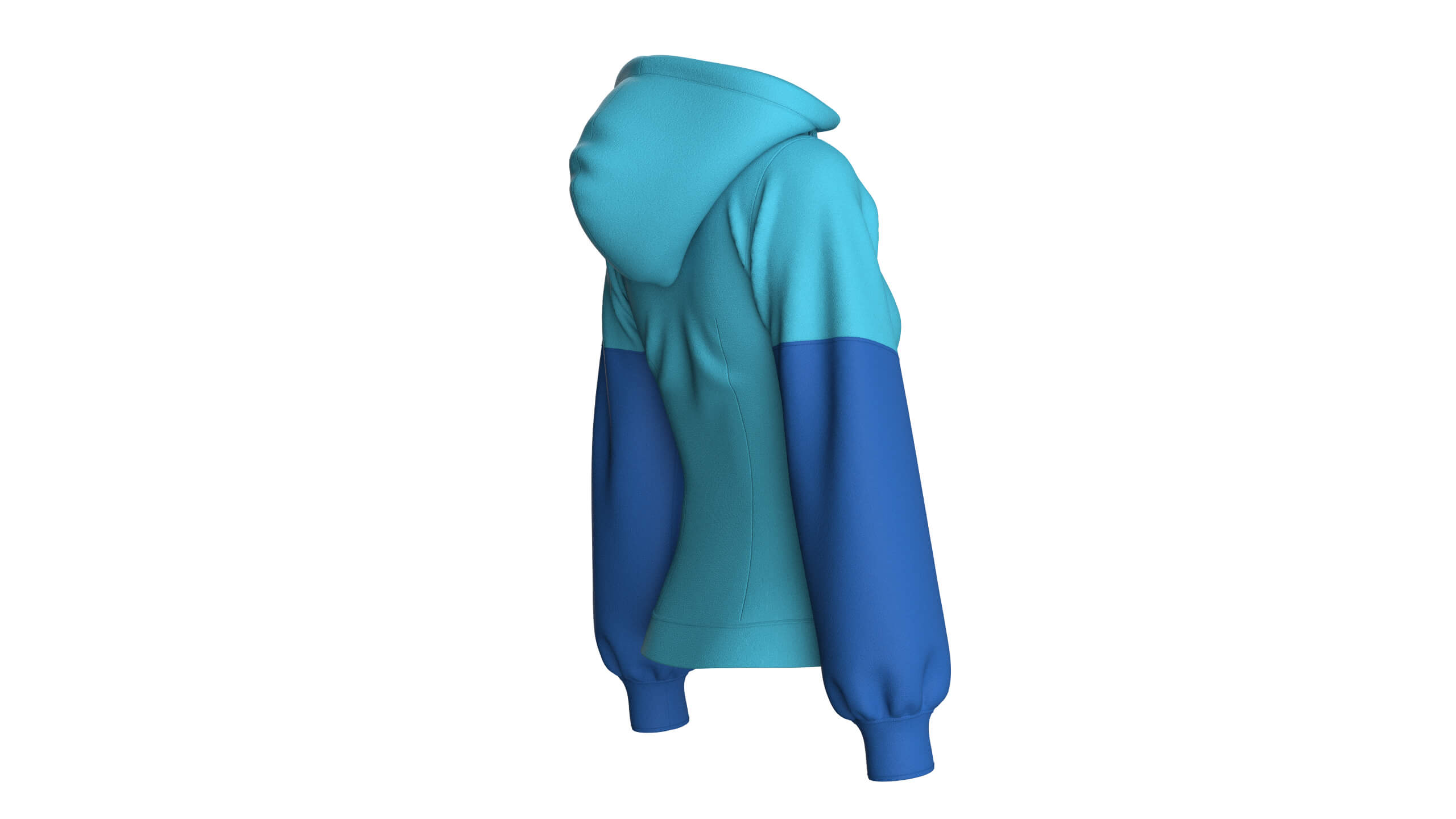 Girls Color-Blocked Hoodie with Pocket 3D Model