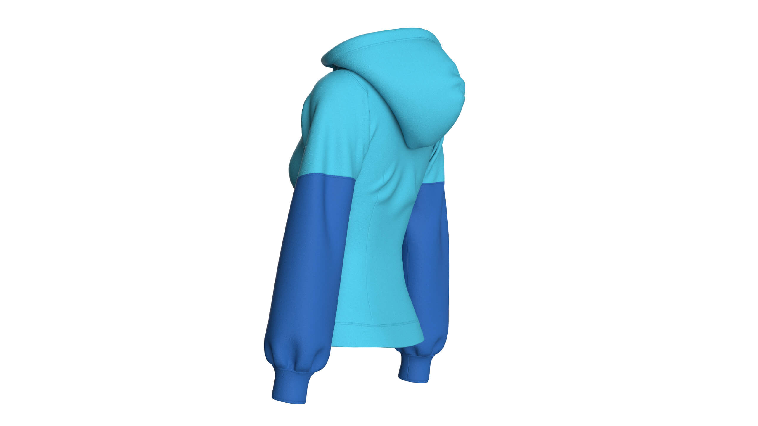 Girls Color-Blocked Hoodie with Pocket 3D Model