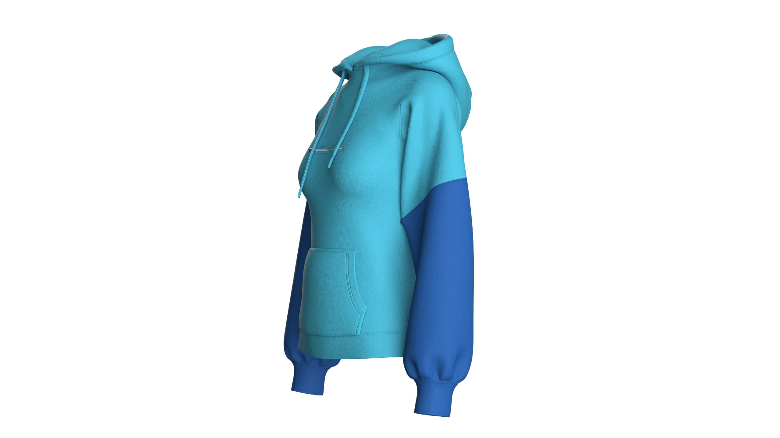 Girls Color-Blocked Hoodie with Pocket 3D Model