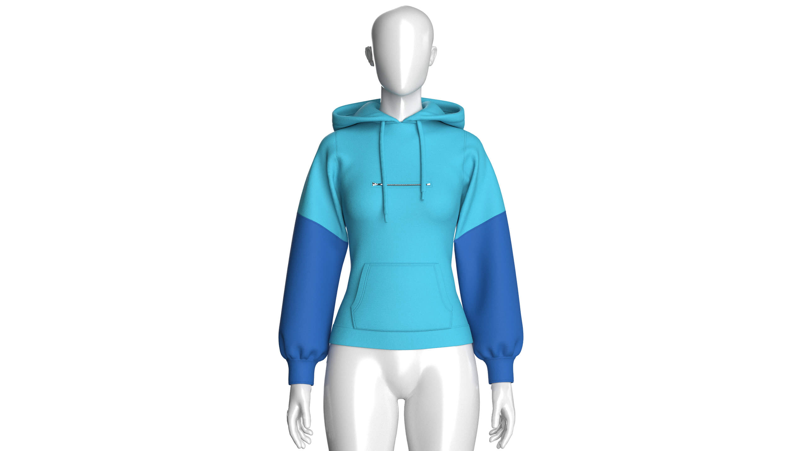 Girls Color-Blocked Hoodie with Pocket 3D Model