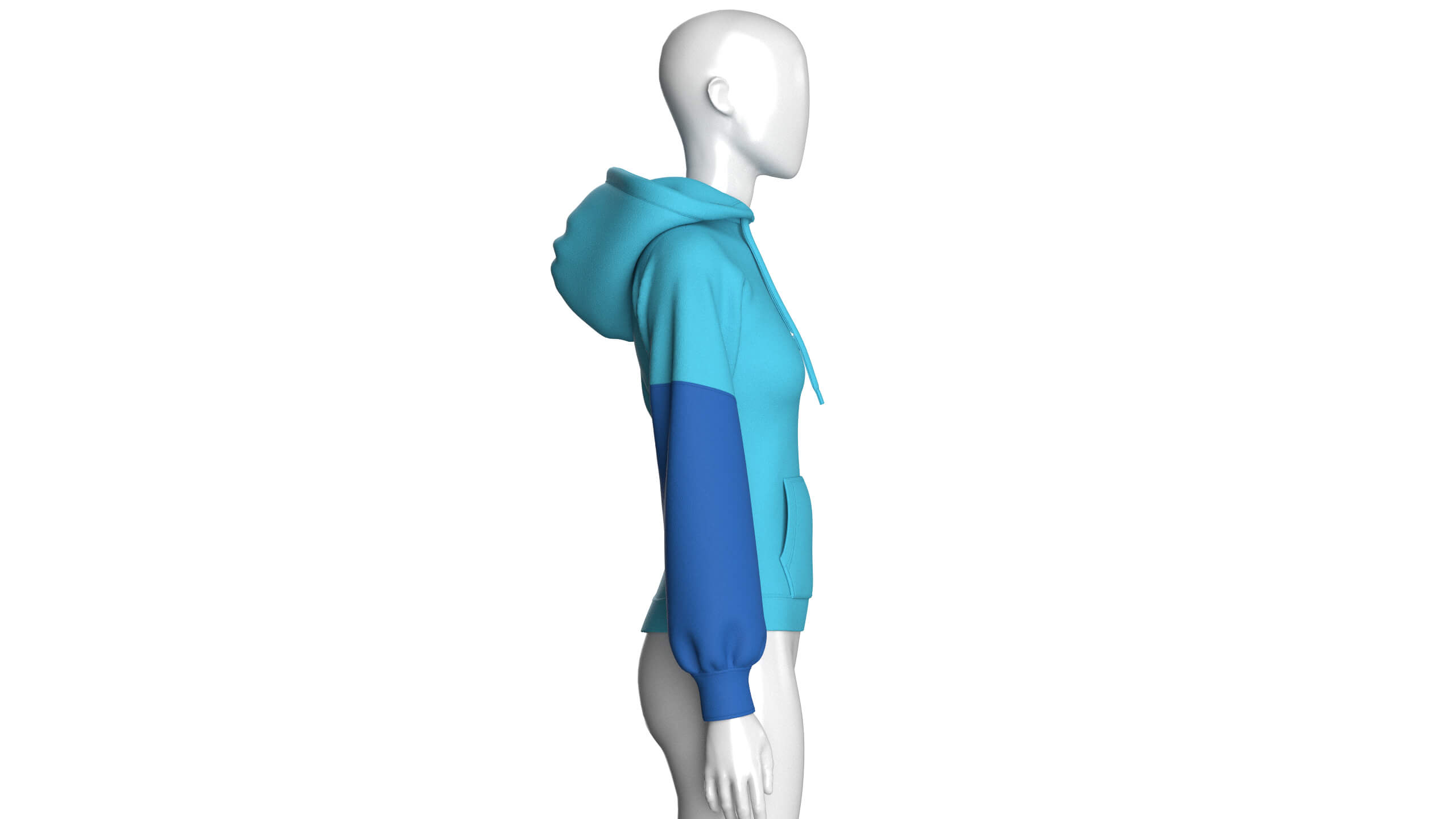 Girls Color-Blocked Hoodie with Pocket 3D Model