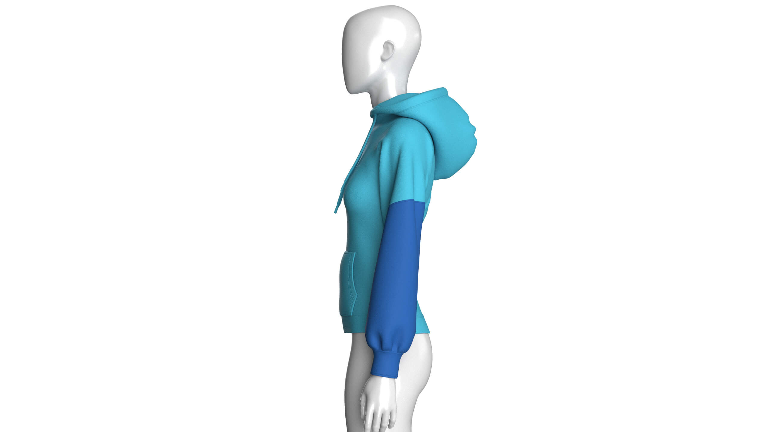 Girls Color-Blocked Hoodie with Pocket 3D Model