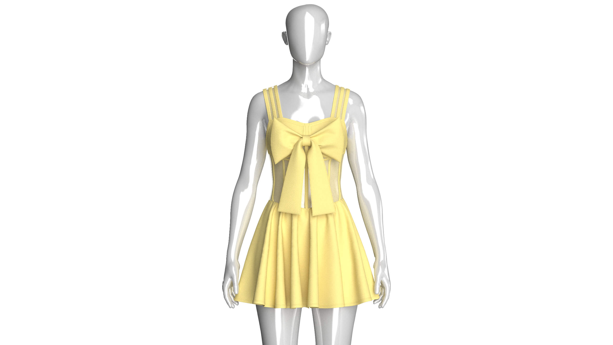 Girls Corset Mini Dress With Mesh 3D Model