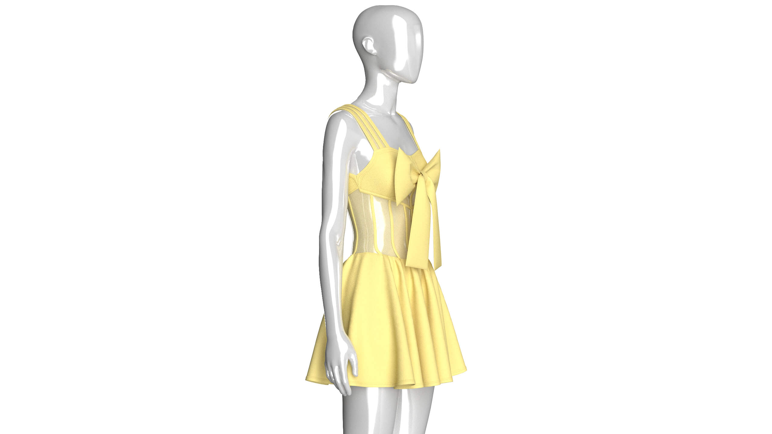 Girls Corset Mini Dress With Mesh 3D Model
