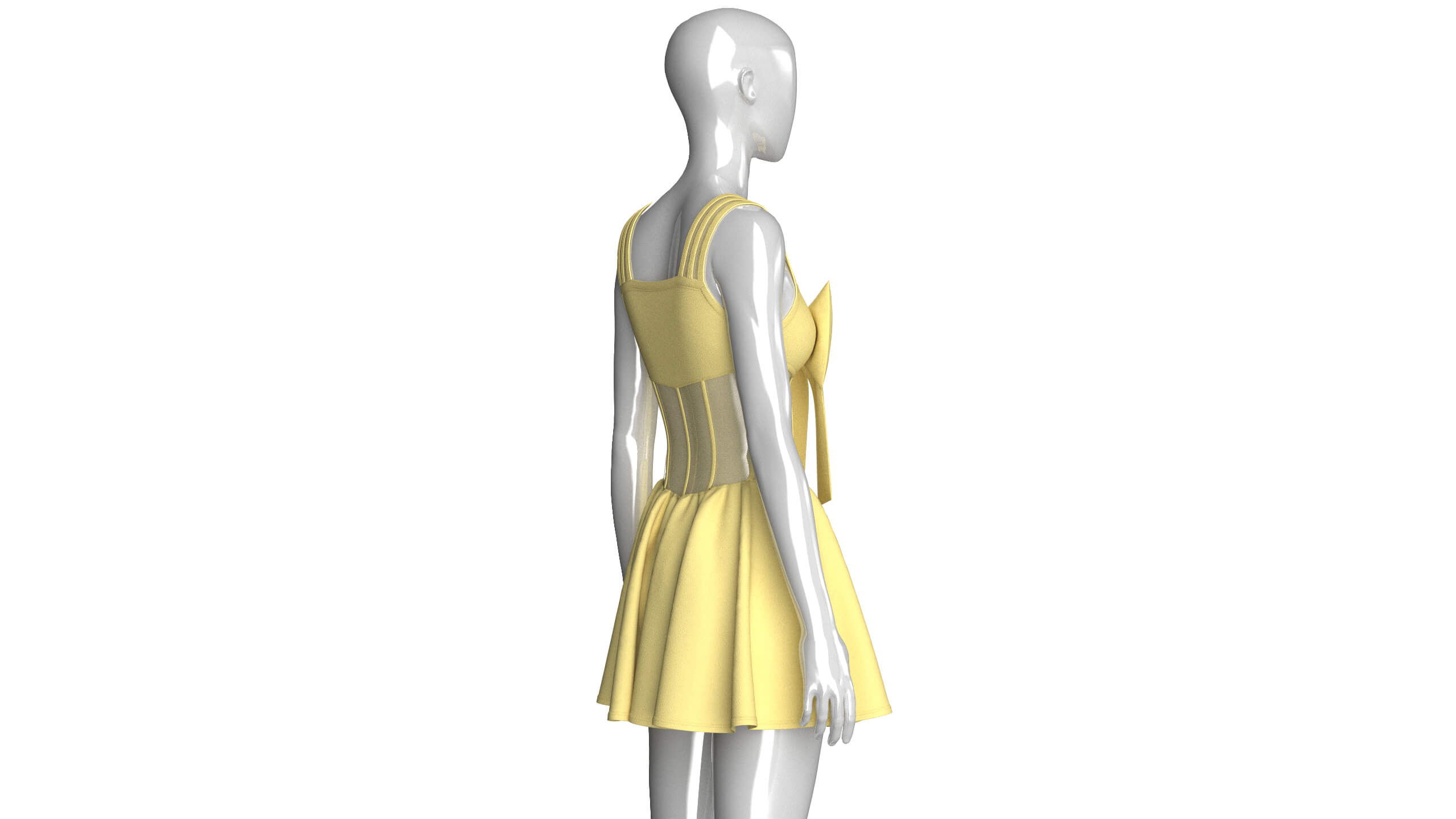 Girls Corset Mini Dress With Mesh 3D Model
