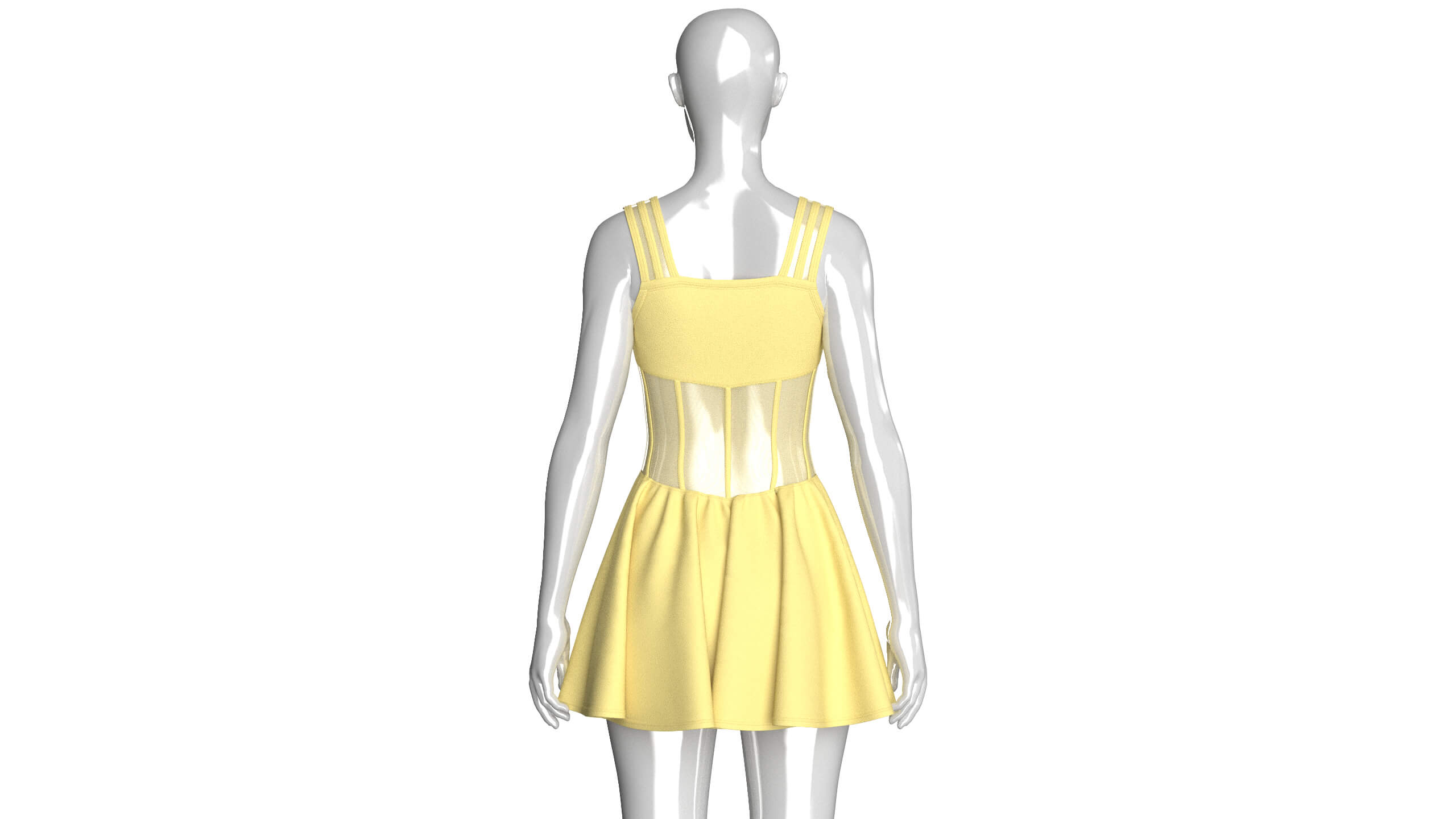 Girls Corset Mini Dress With Mesh 3D Model