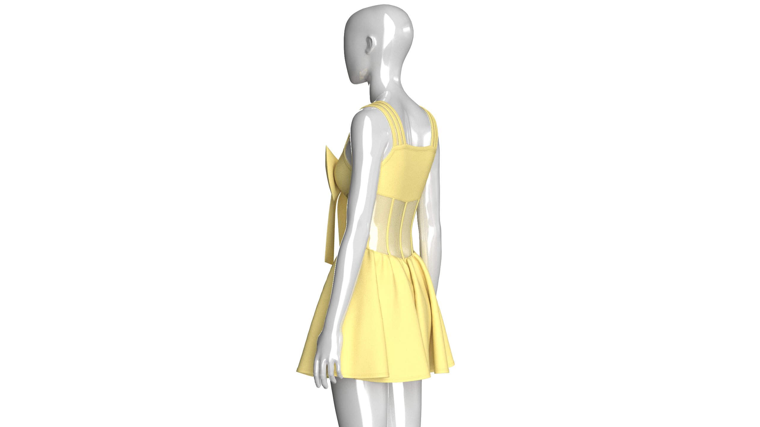 Girls Corset Mini Dress With Mesh 3D Model